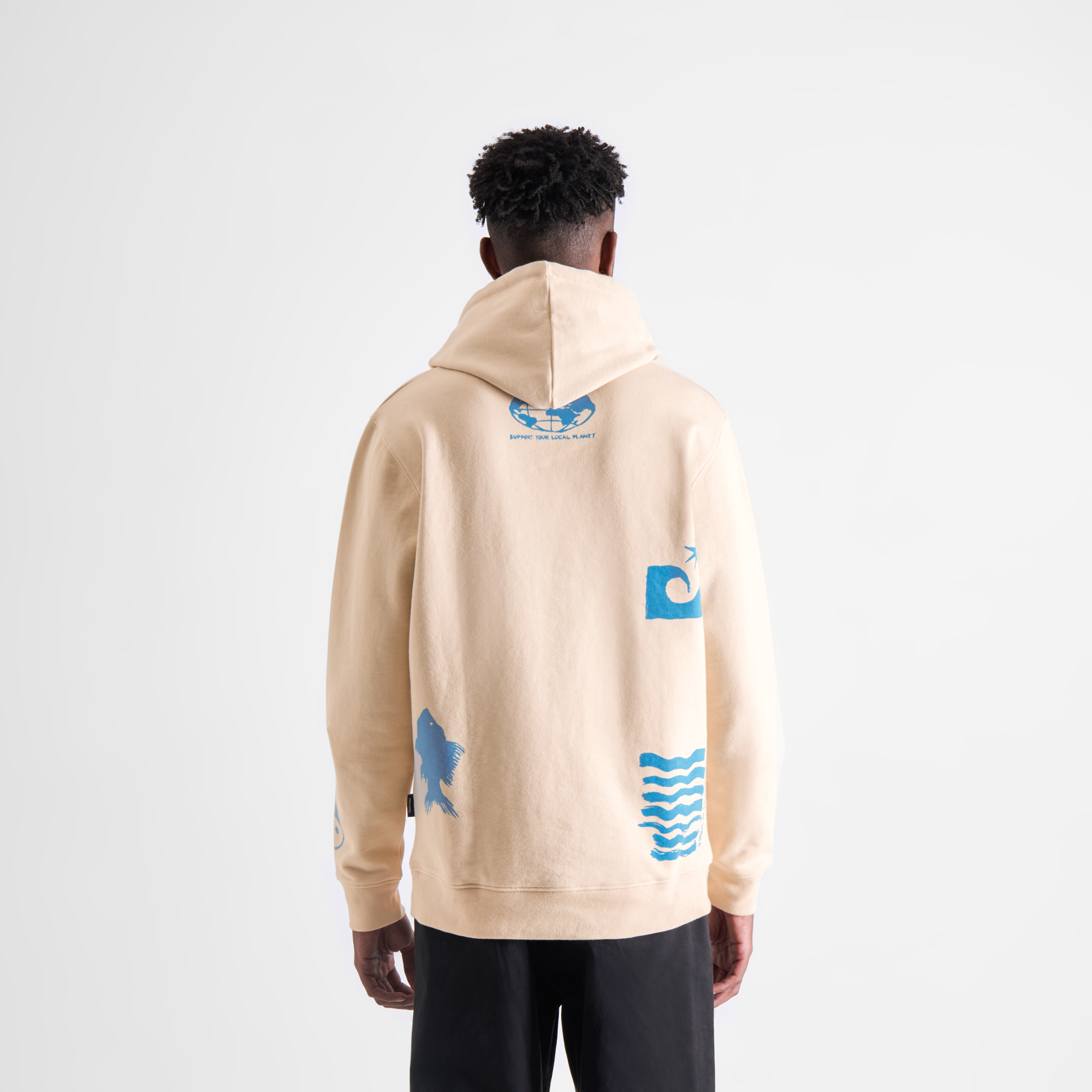 DEDICATED - BEACH COLLAGE HOODIE FALUN Kapuzenpullover - oat white