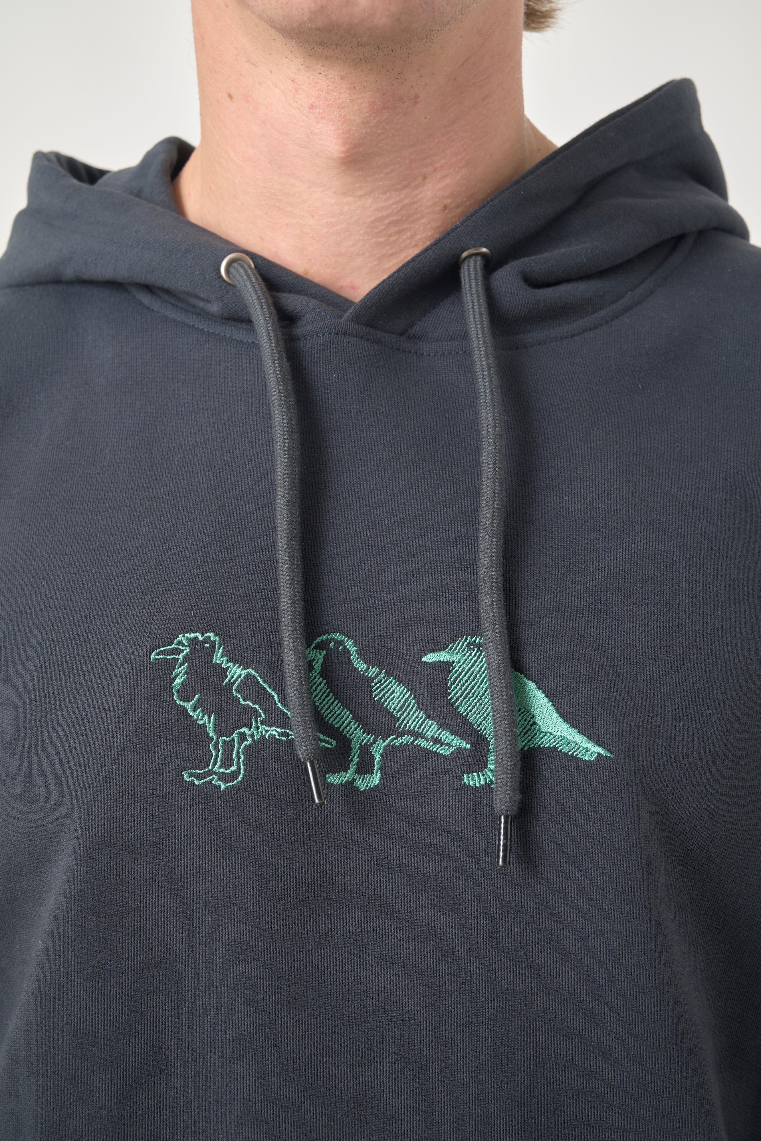 CLEPTOMANICX - SCRIBBLE GULL GRAPHIC HOODED Kapuzenpullover blue graphite