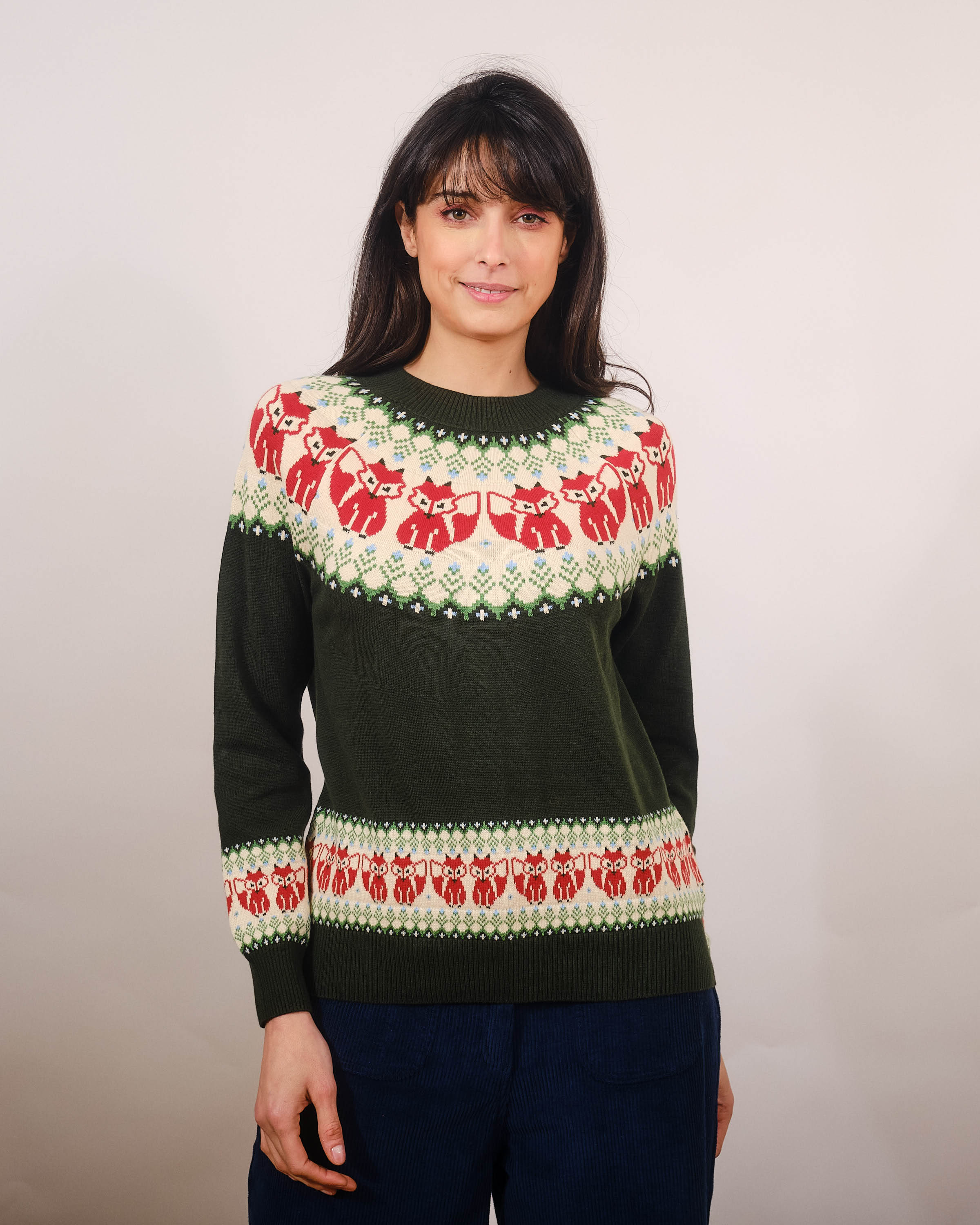 PRETTY VACANT - FOX FAIRSILE GOTS Pullover dark green