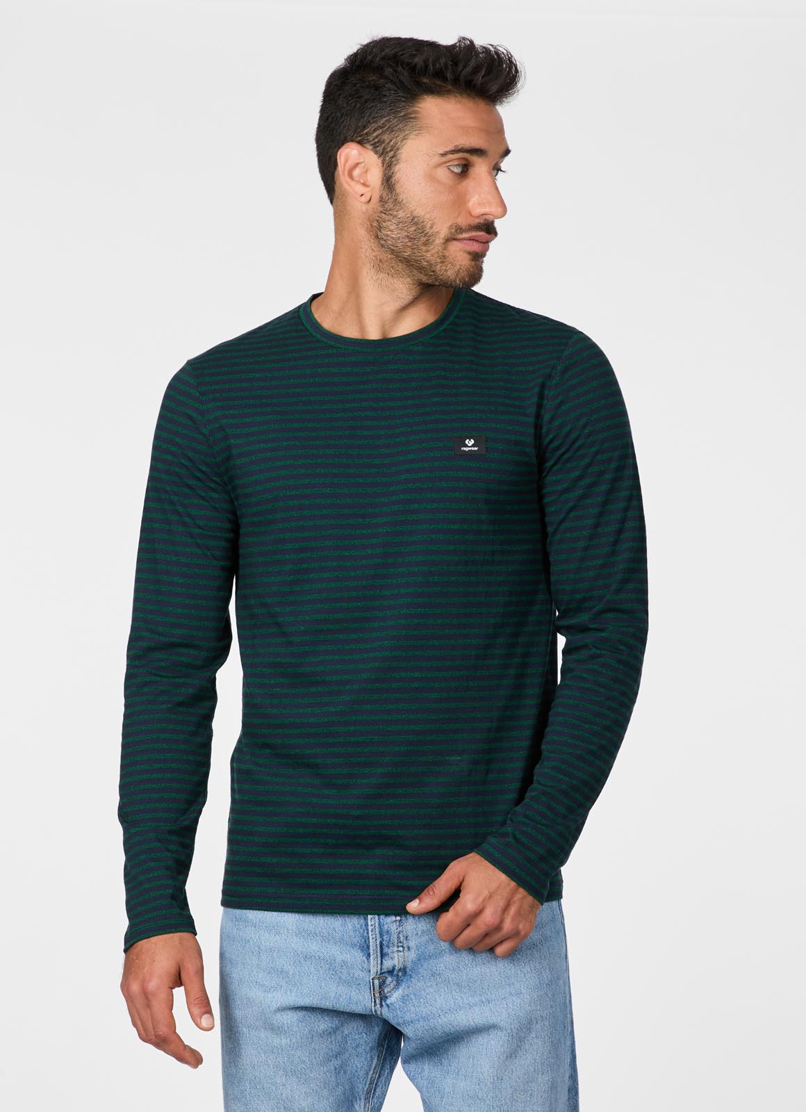 RAGWEAR - ADDER STRIPES GOTS Longsleeve dark green