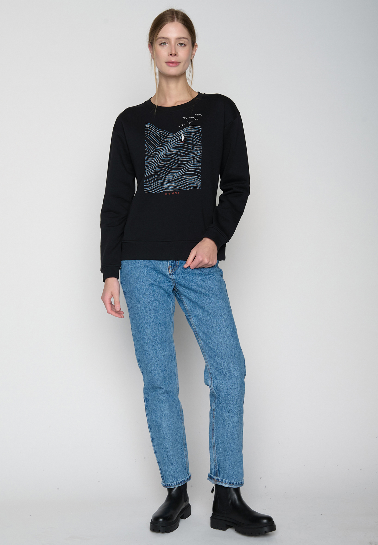 GREENBOMB - NATURE HIGH SEA Canty Pullover black