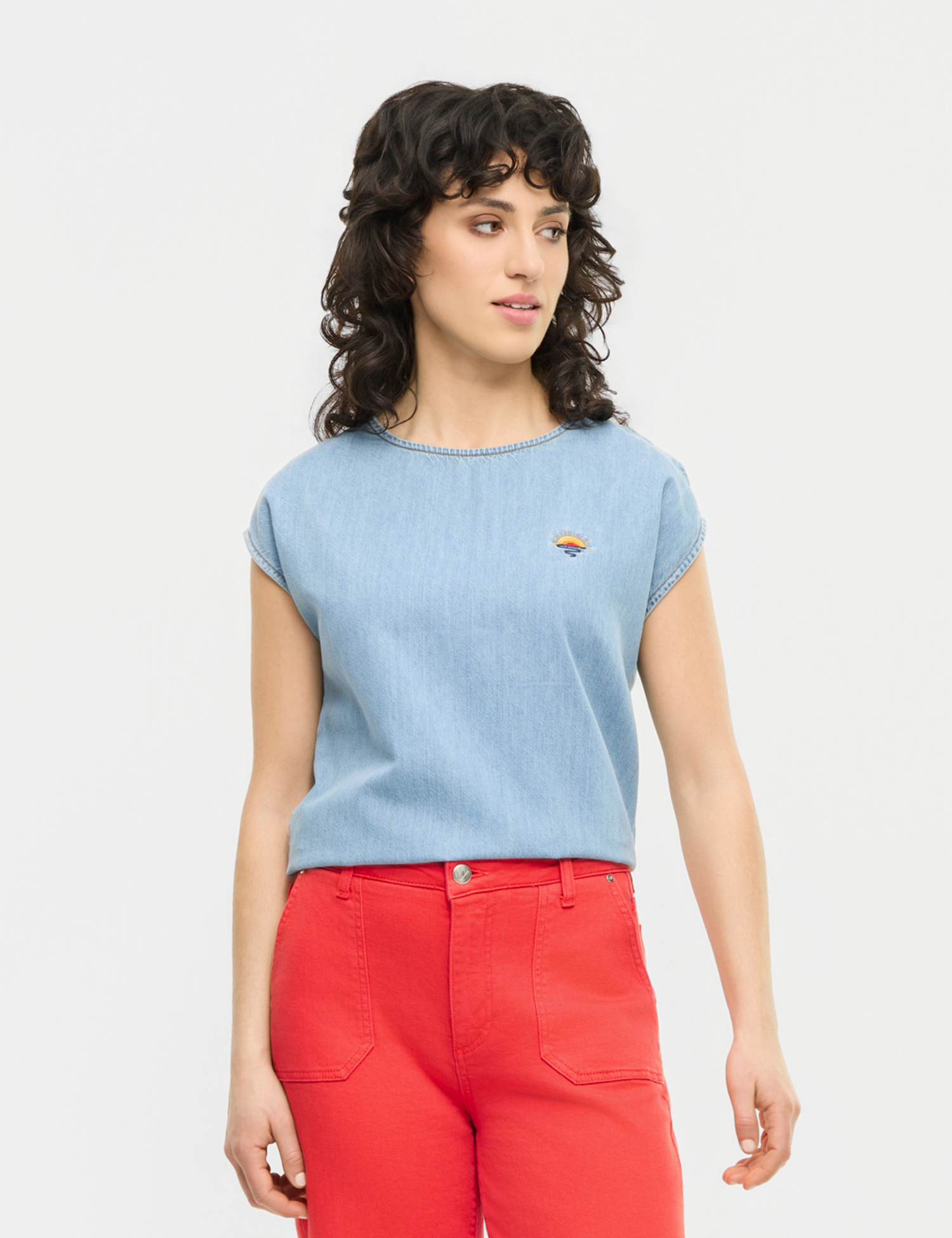 MADEMOISELLE YEYE - FLASHBACK ECOVERO TOP Shirt - light blue