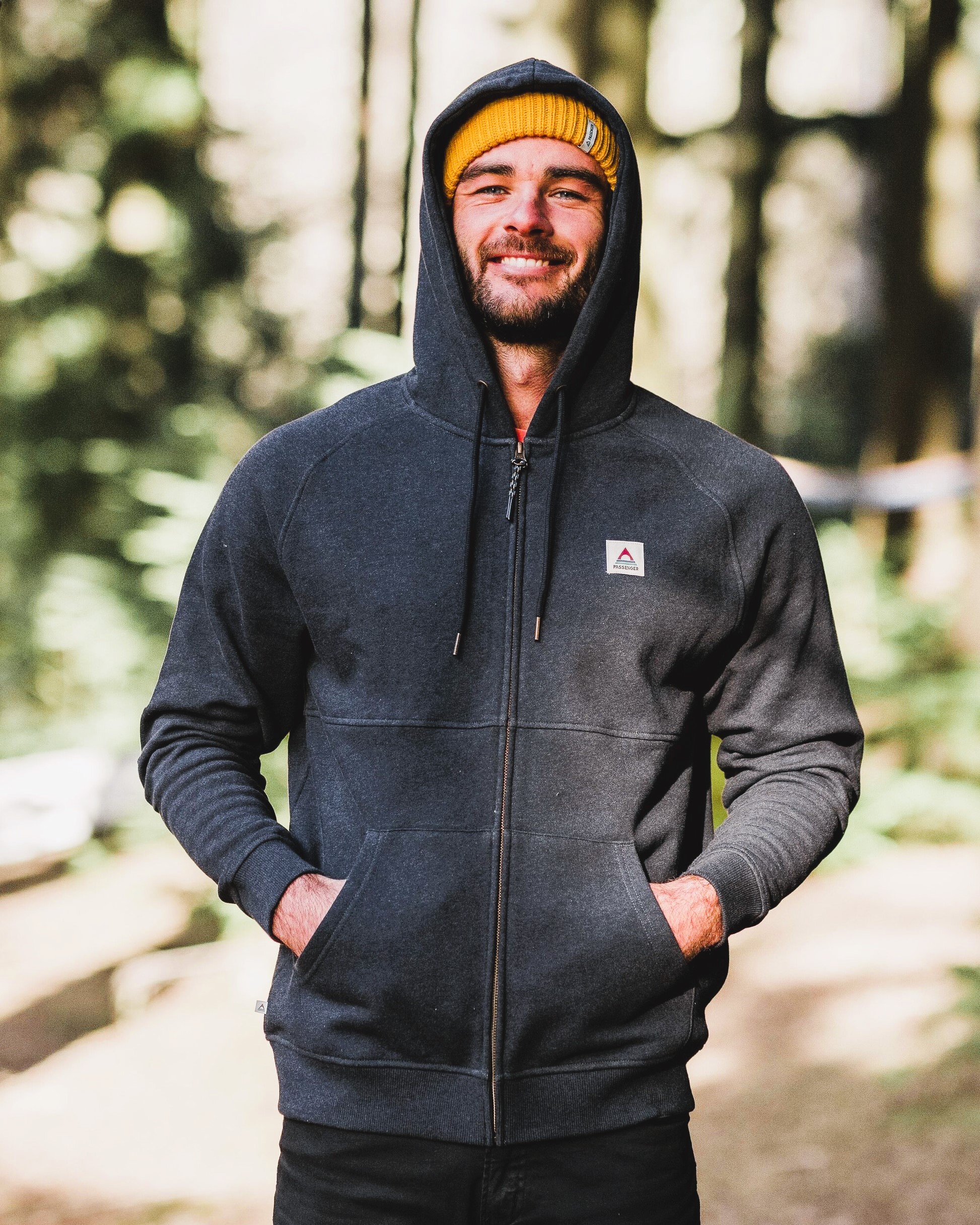 PASSENGER - HERITAGE Full Zip Recycelter Baumwoll-Hoodie - schwarz