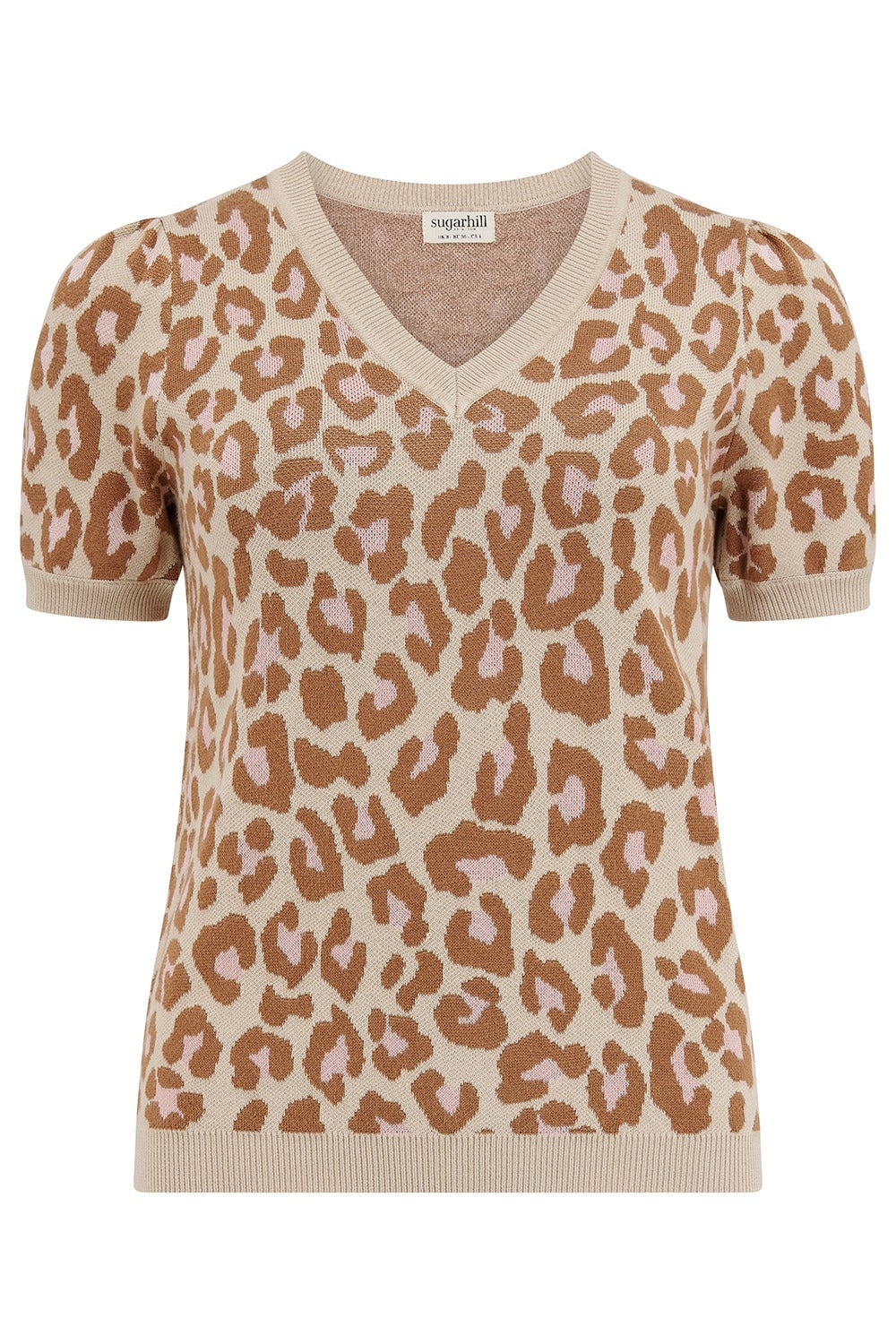 SUGARHILL BRIGHTON - GAYNA KNIT TOP Shirt oatmeal natural leopard