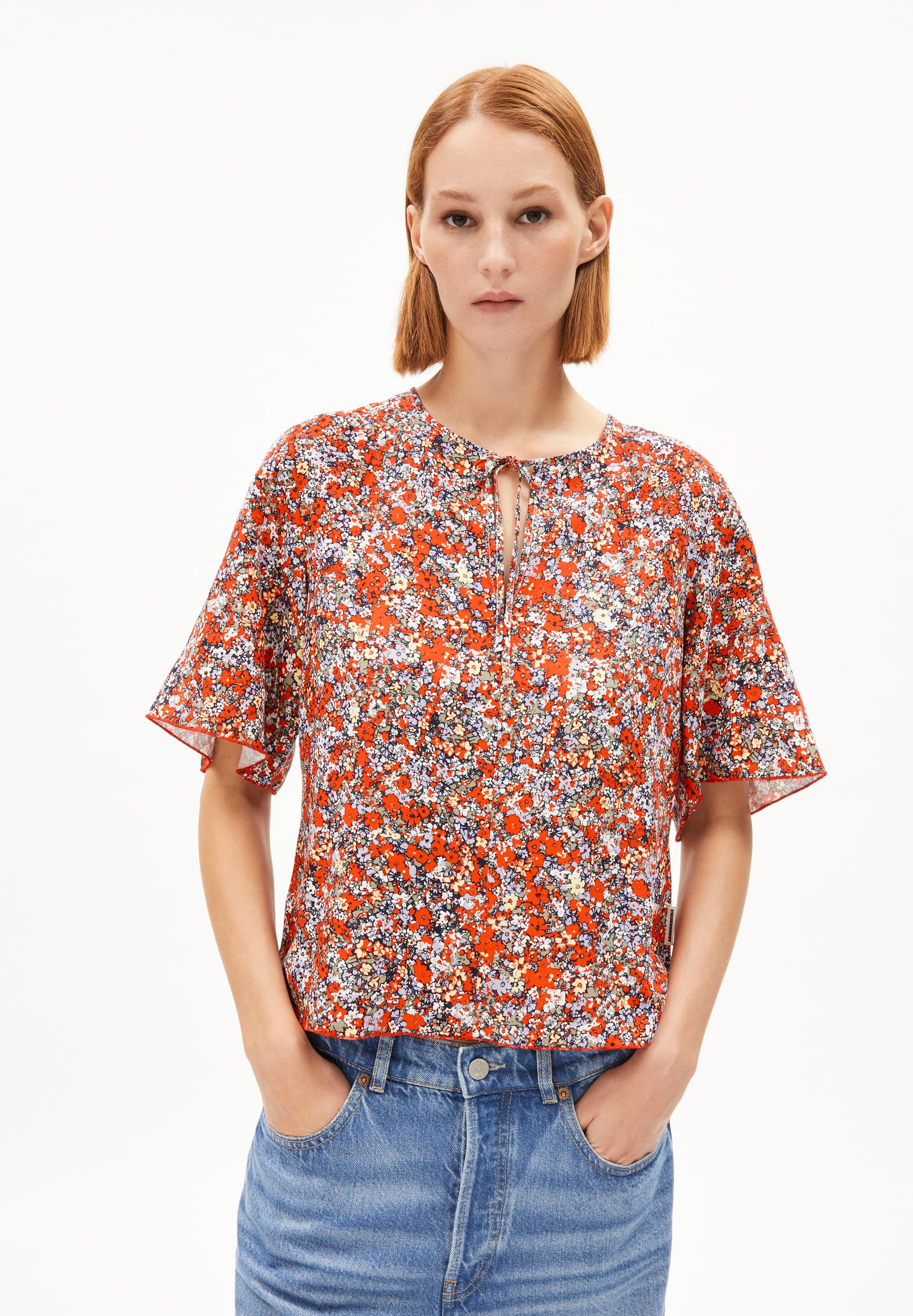 ARMEDANGELS - ANDRIKAA MOSAIC LINO Shirt coral crushARMEDANGELS - ANDRIKAA MOSAIC LINO Shirt coral crush