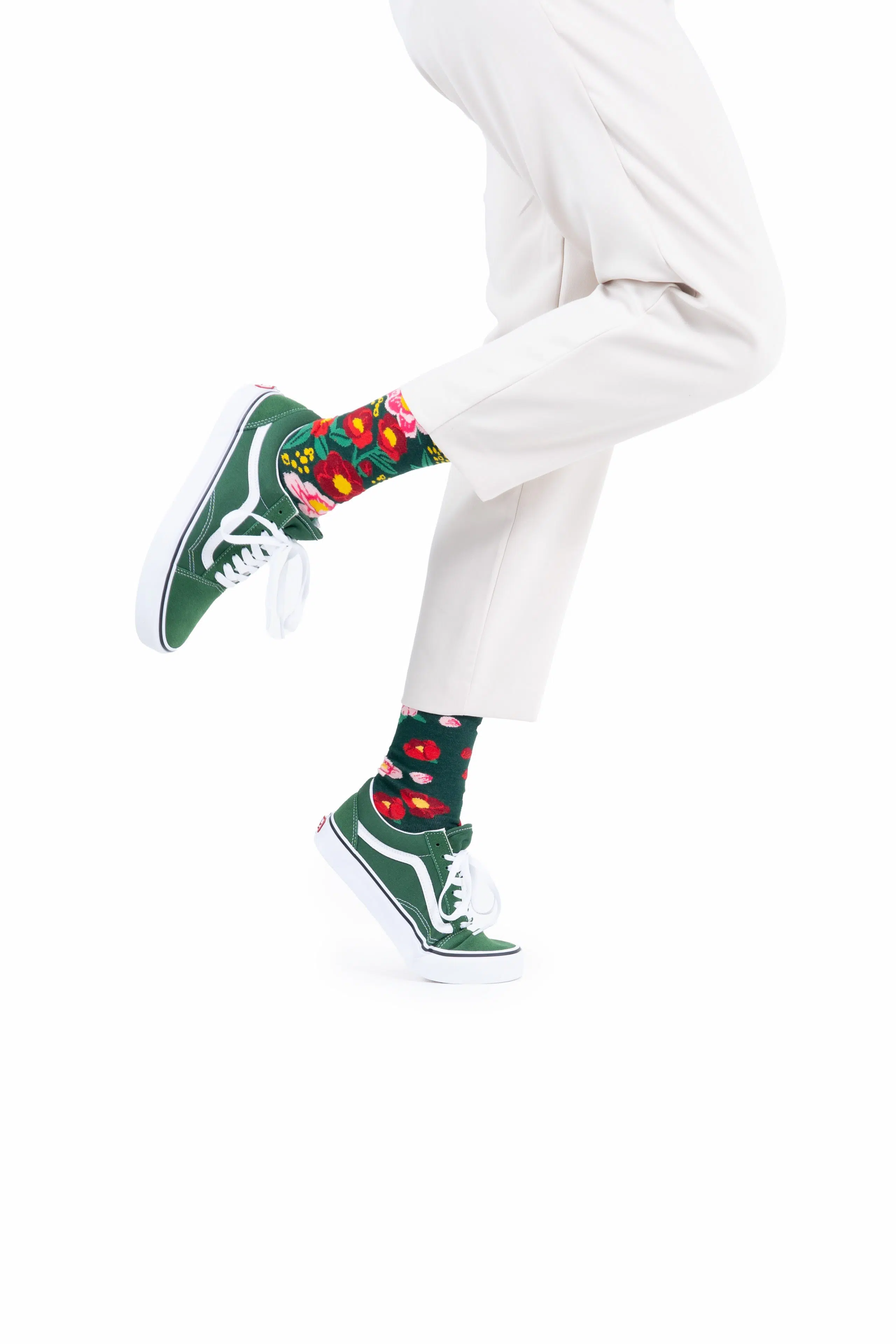 MANYMORNINGS - FLOWER POWER GREEN Motivsocken 35 - 46