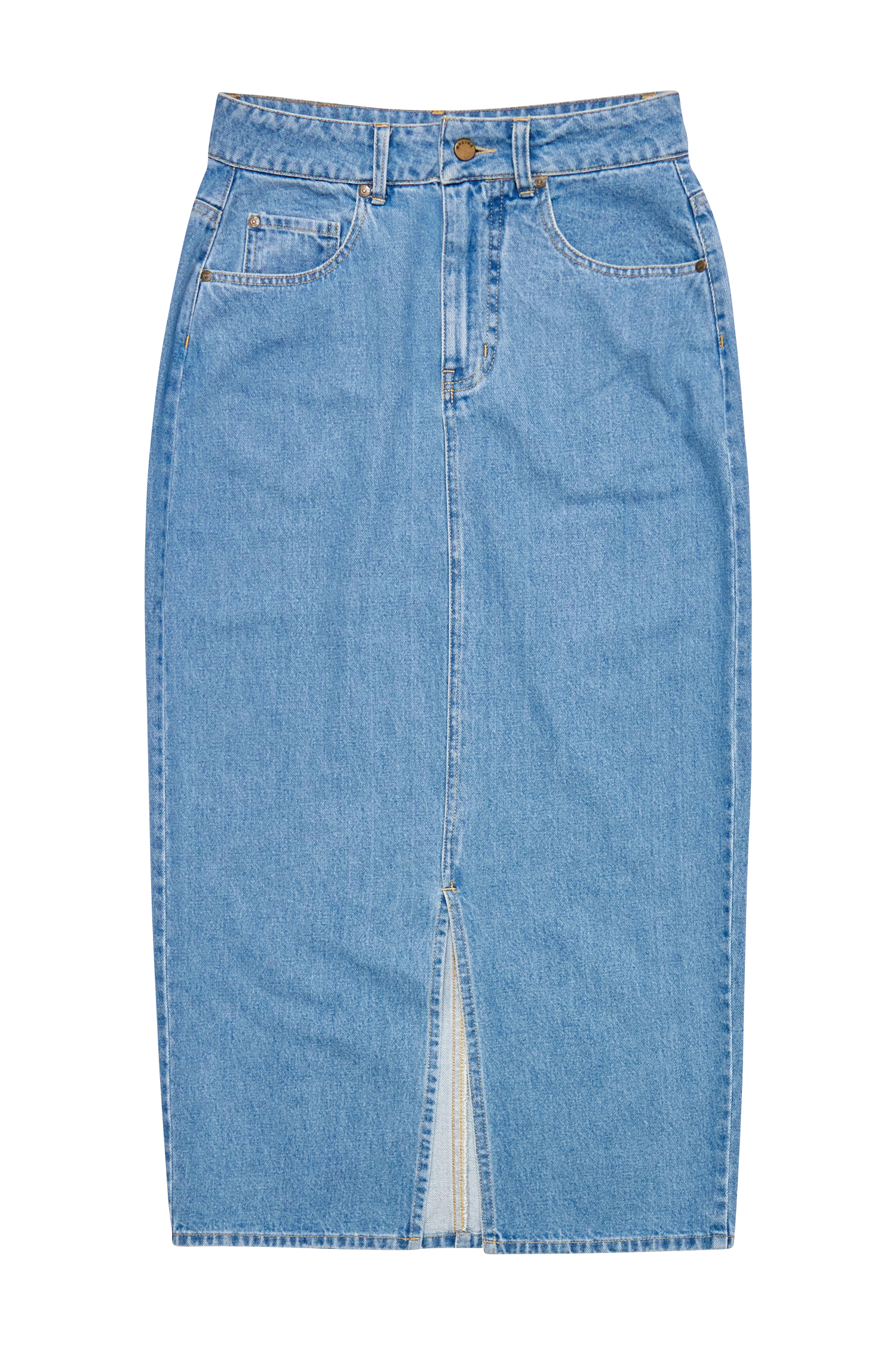 MAZINE - DENIM MIDI SKIRT MZSK2 Rock light blue wash