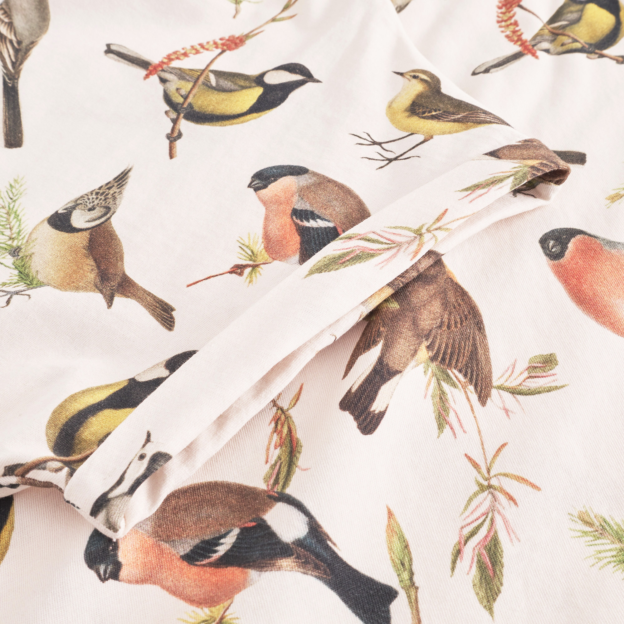 DEDICATED - AUTUM BIRDS VISBY T-Shirt off white whisper