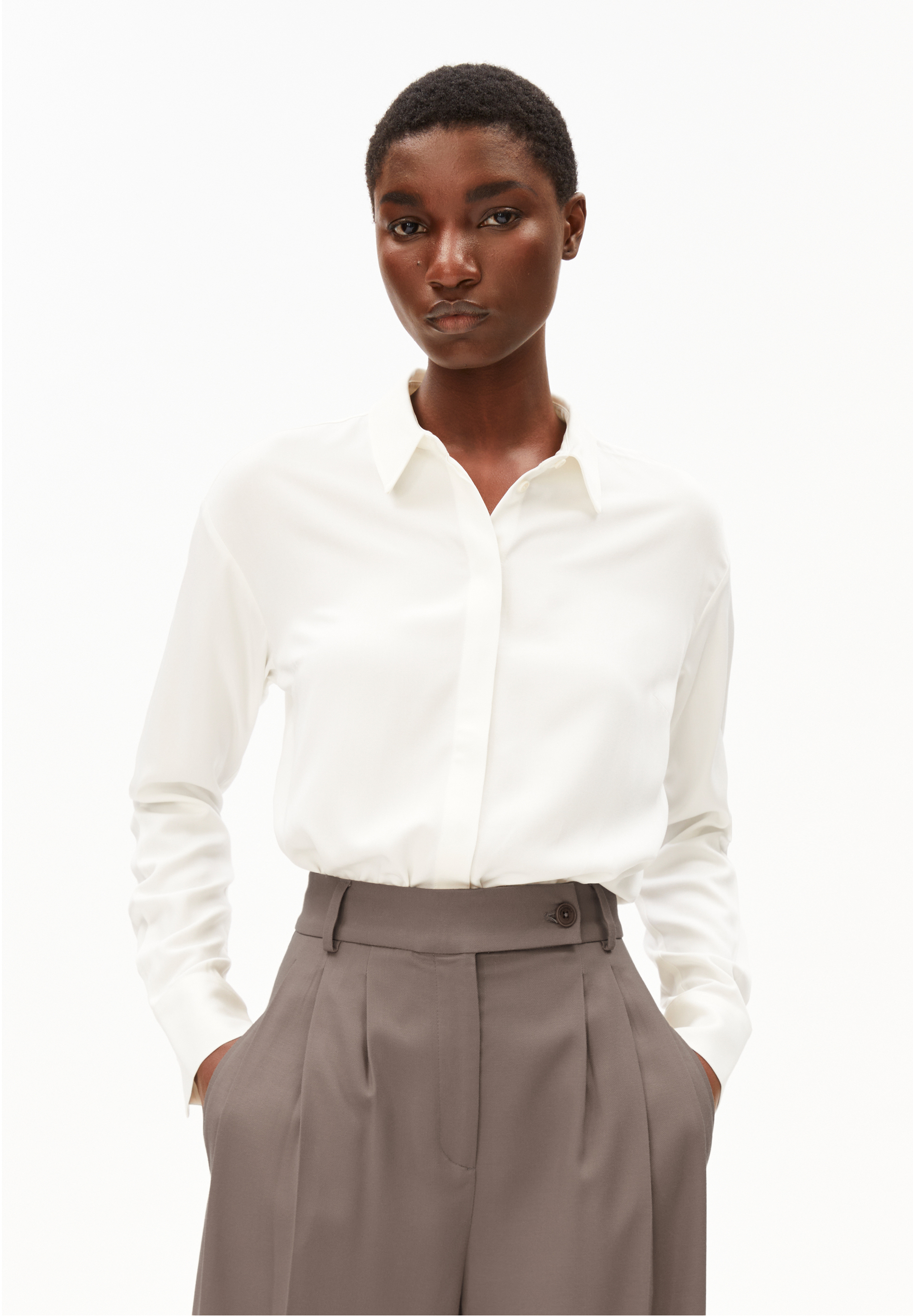 ARMEDANGELS - LARISAANA LONGSLEEVE Ecovero Bluse off white