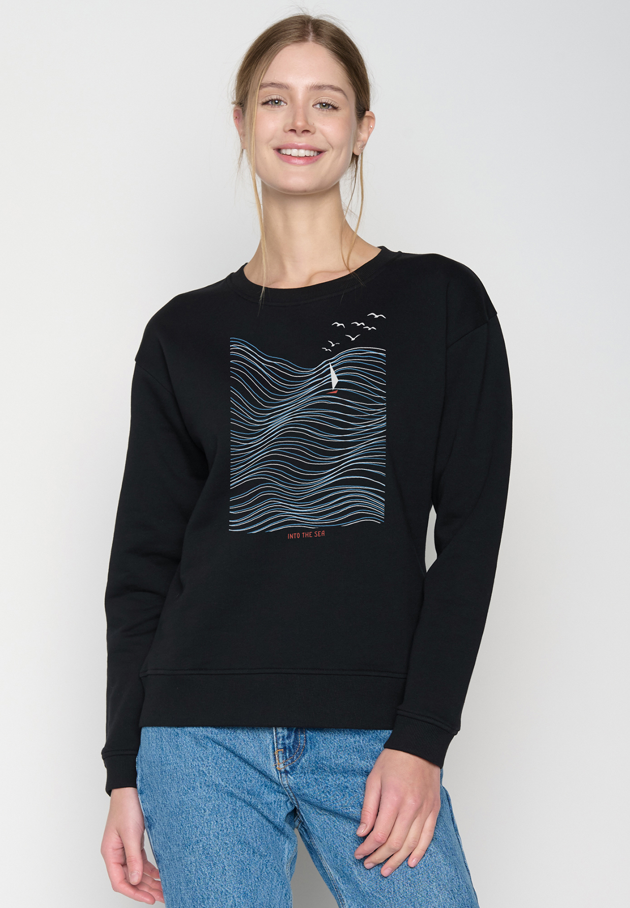 GREENBOMB - NATURE HIGH SEA Canty Pullover black