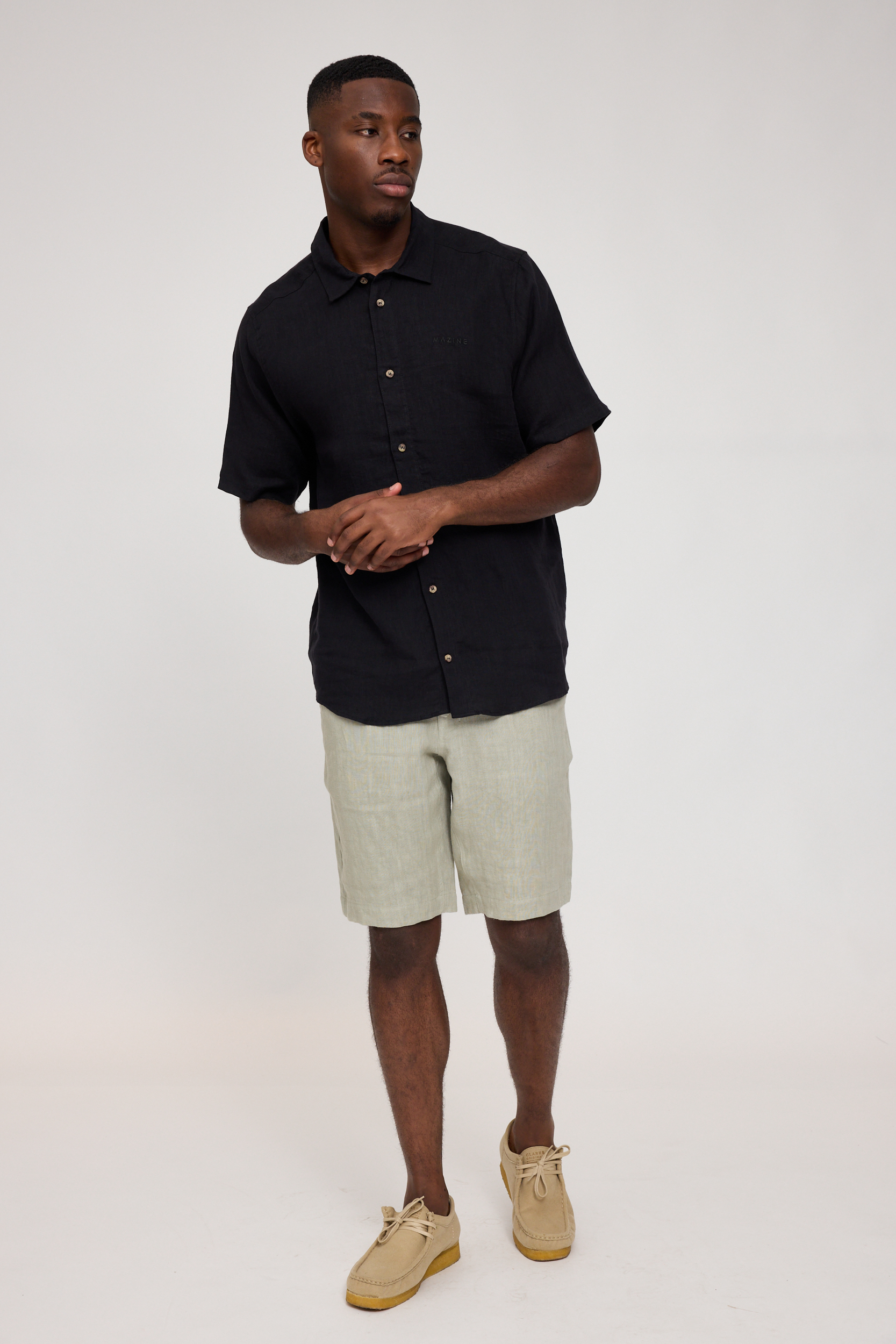 MAZINE - SHORTSLEEVE LINEN SHIRT MZSH22 Hemd blackMAZINE - SHORTSLEEVE LINEN SHIRT MZSH22 Hemd black