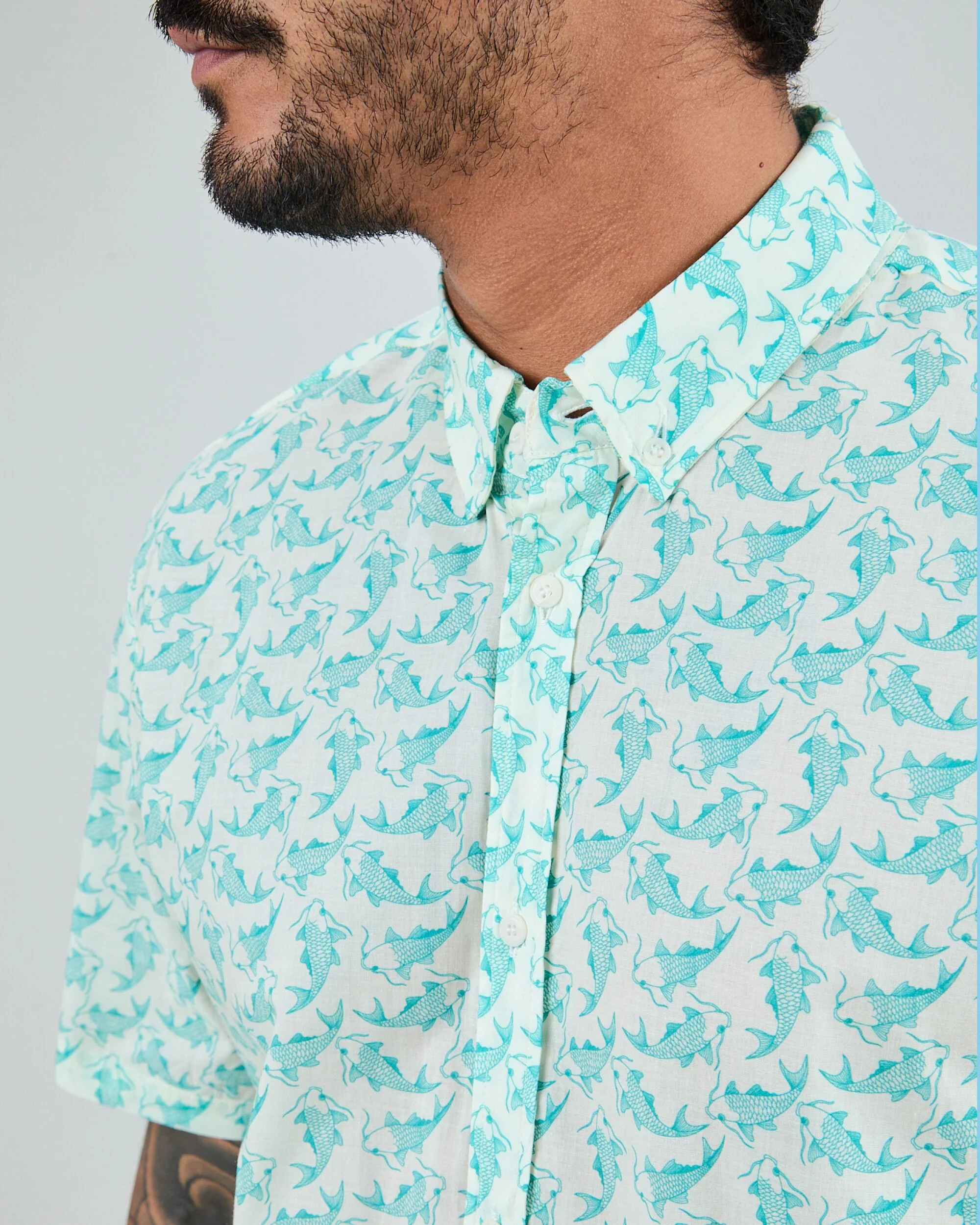 BRAVA FABRICS - KOI FISH PRINTED SHIRT Hemd green