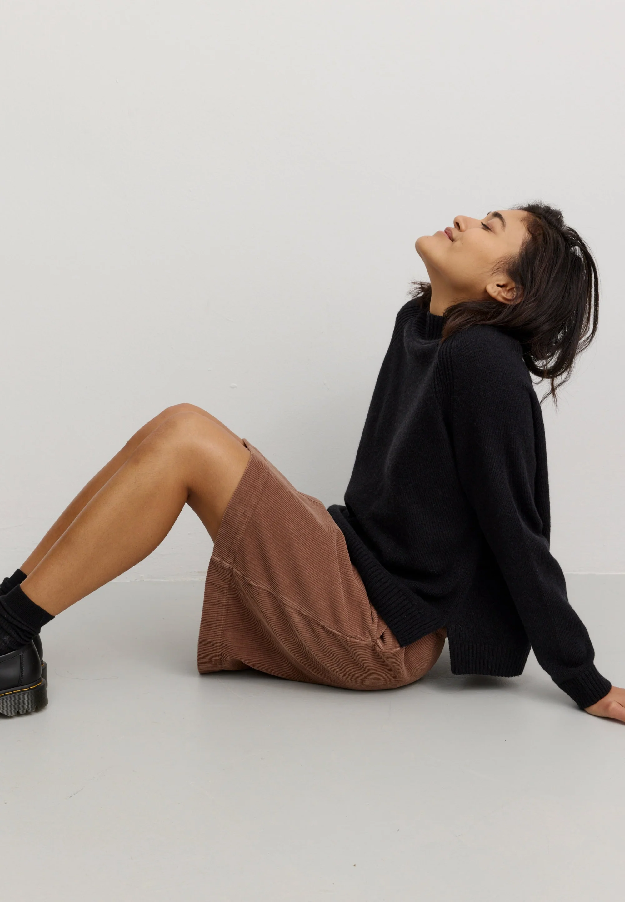 RECOLUTION - WISTERIA  SKIRT CORDUROY Rock cognac brown