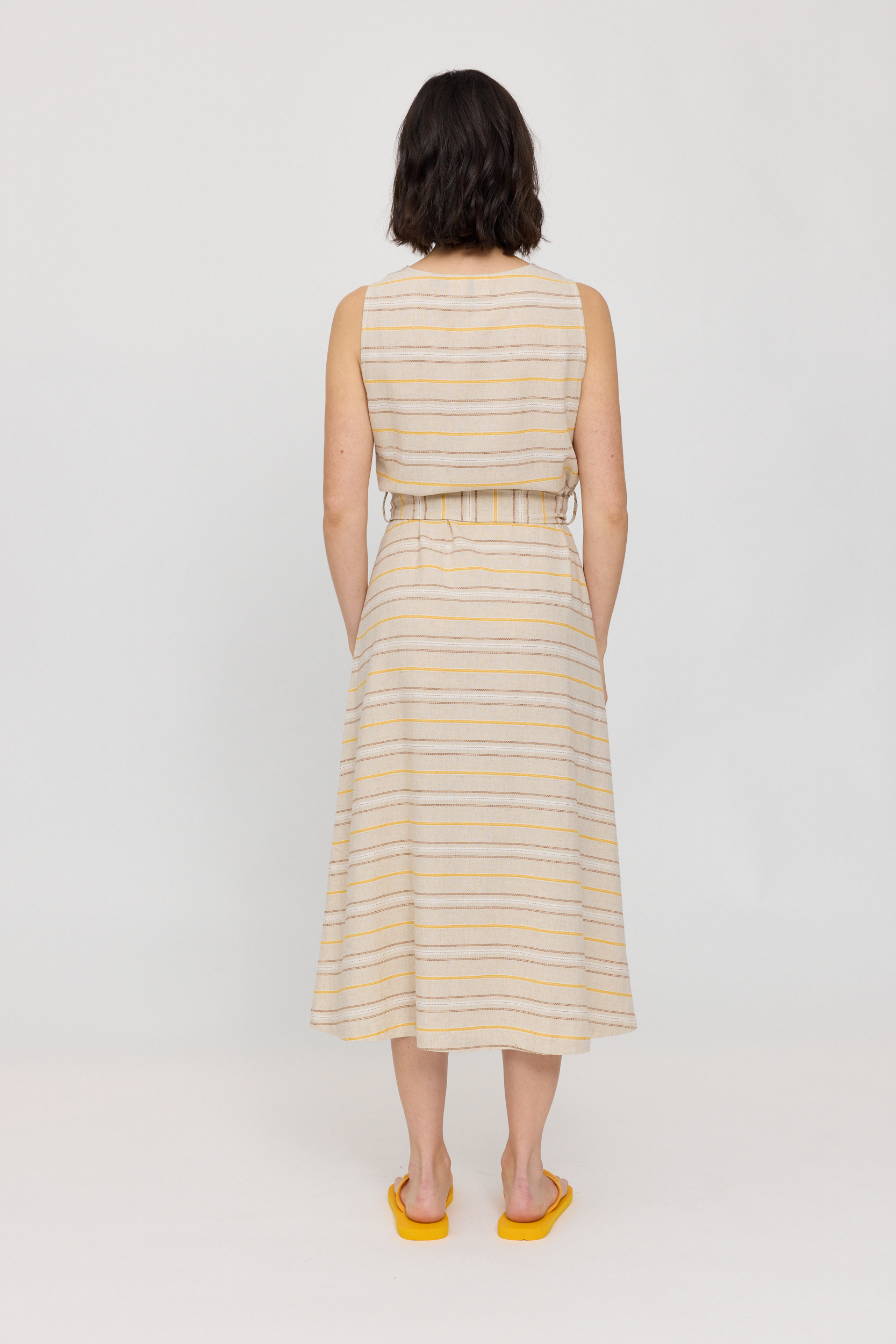 MAZINE - STRIPED LINEN MIX MIDI DRESS MZDR8 Kleid moon multicolor