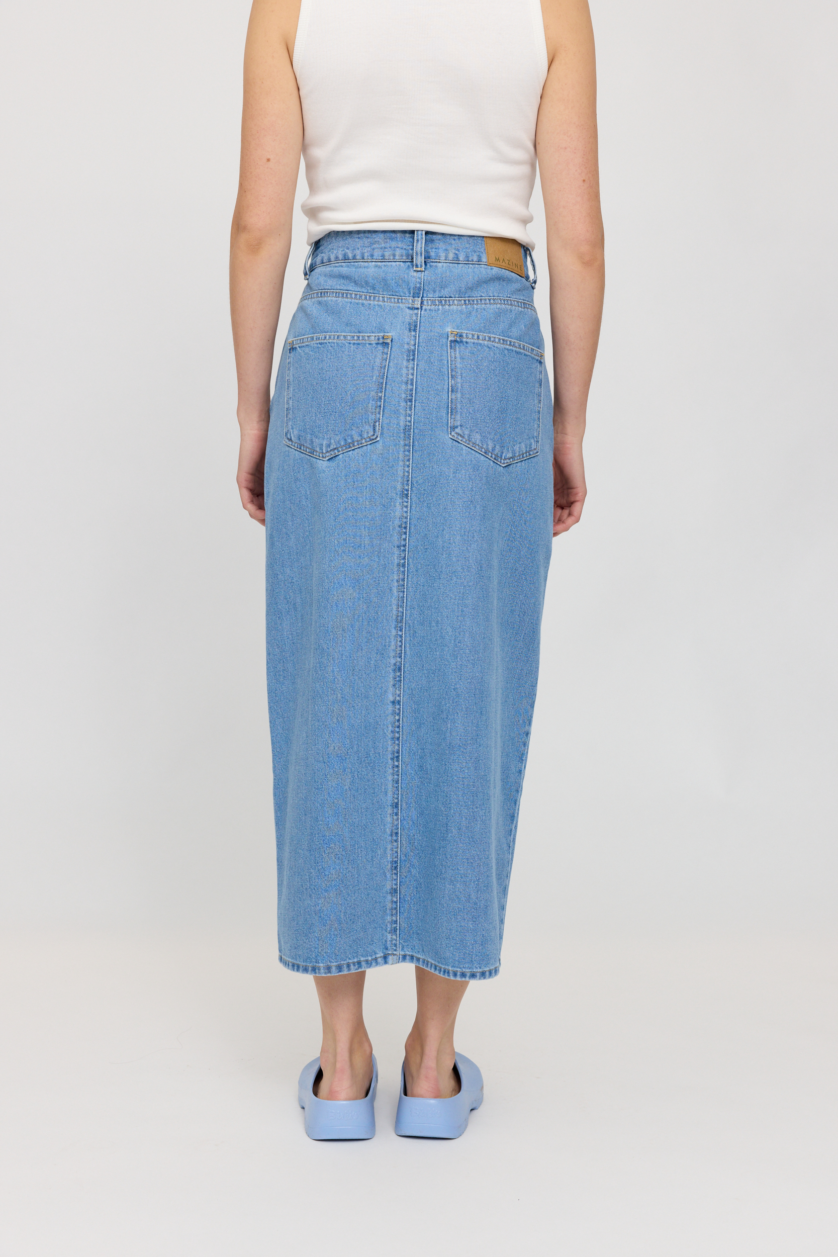 MAZINE - DENIM MIDI SKIRT MZSK2 Rock light blue wash