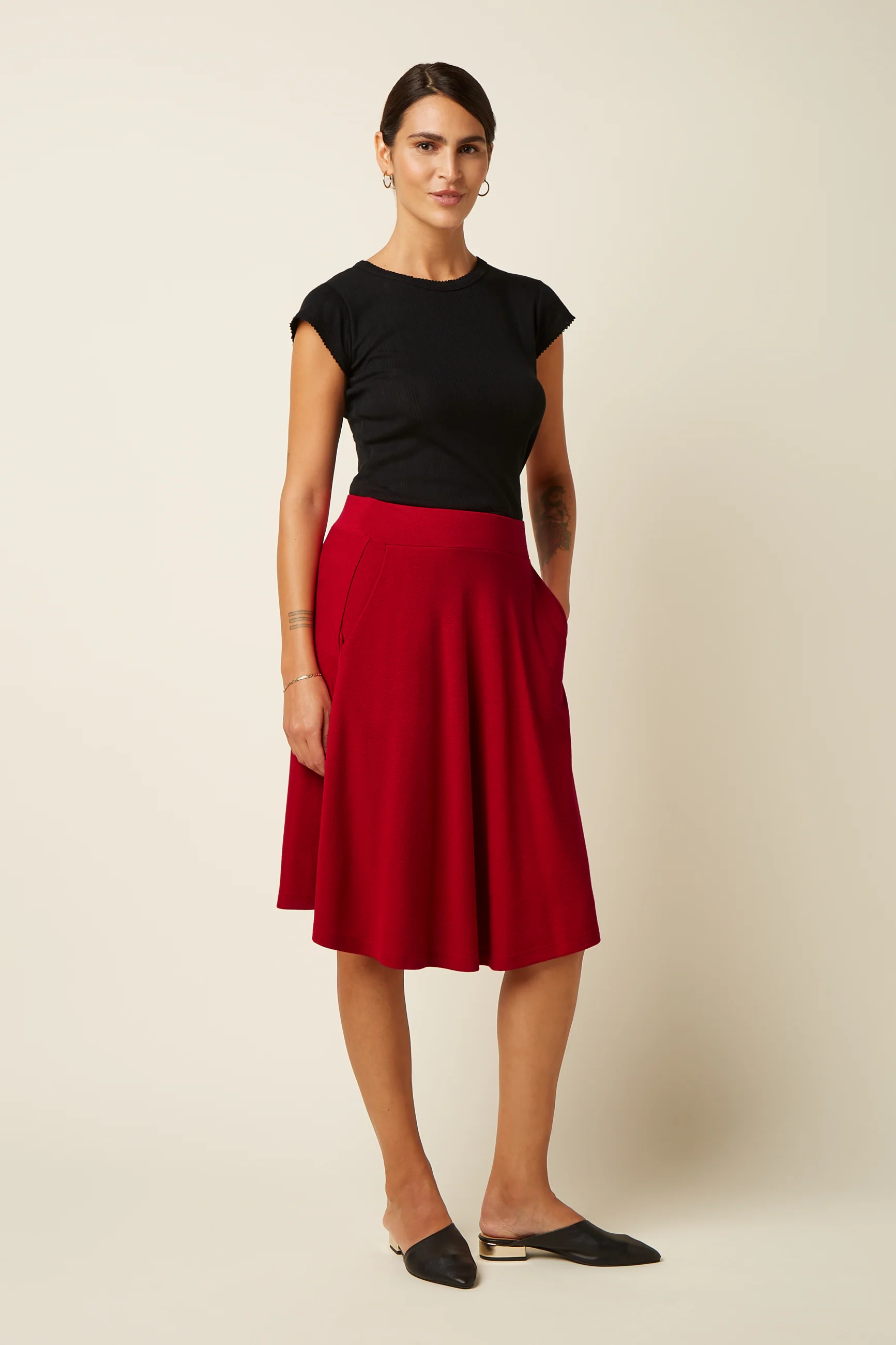 KING LOUIE - SERENA SKIRT MILANO CREPE Rock chili red