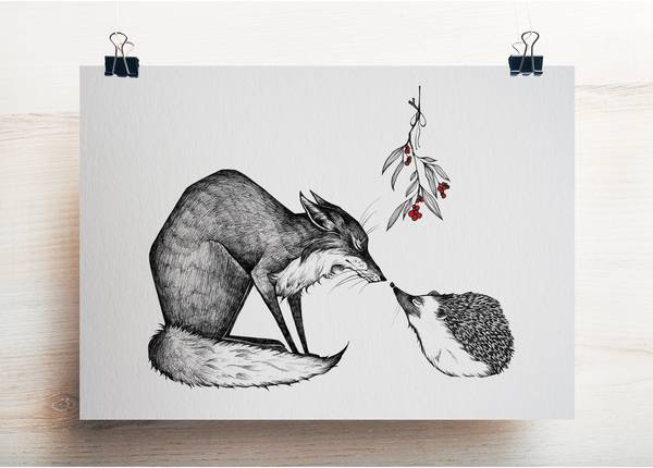 LIGARTI - FUCHS & IGEL Postkarte Bambuspapier A6