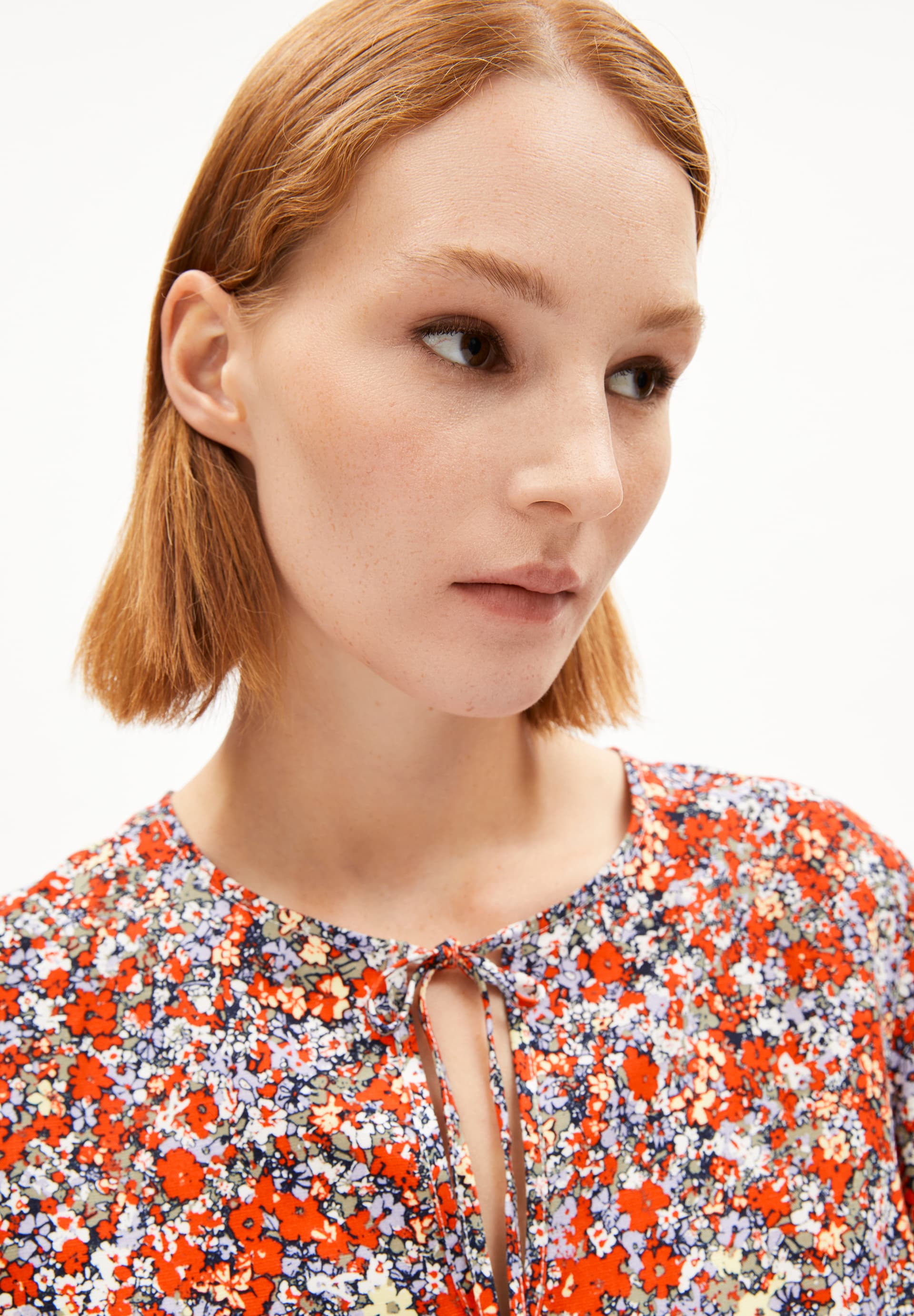 ARMEDANGELS - ANDRIKAA MOSAIC LINO Shirt coral crush