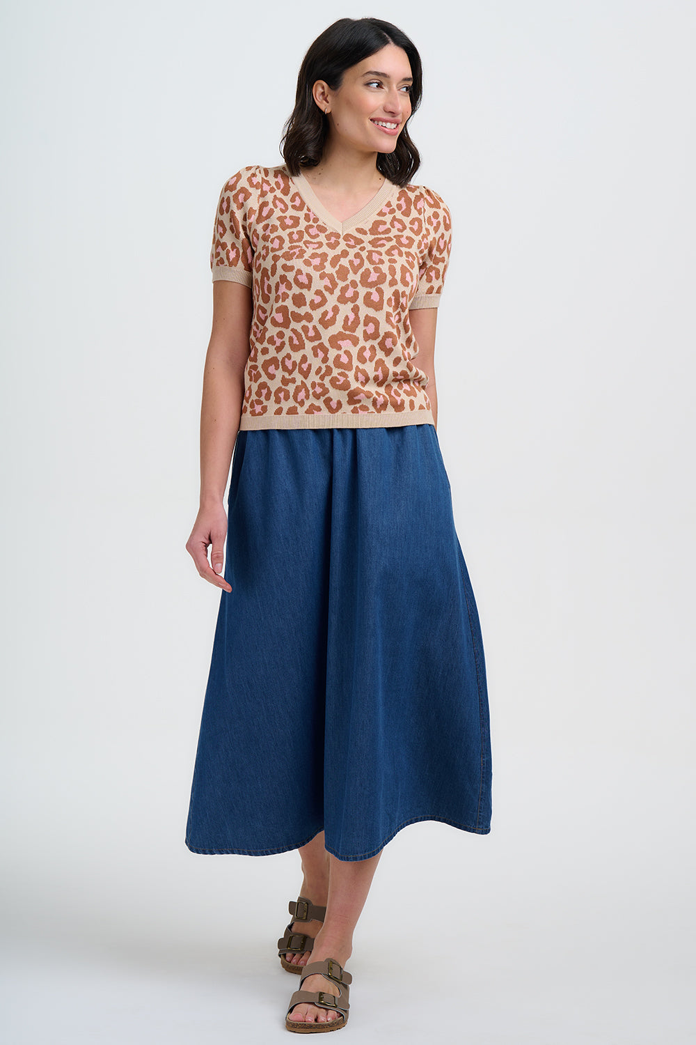 SUGARHILL BRIGHTON - GAYNA KNIT TOP Shirt oatmeal natural leopard