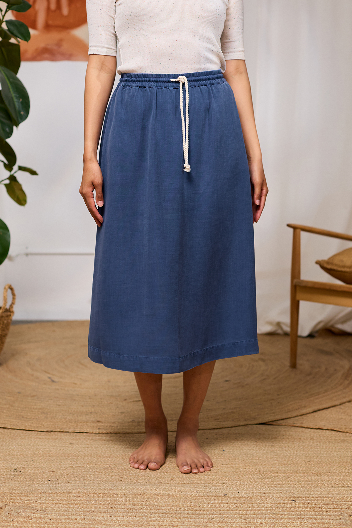 TWOTHIRDS - EGREMNI TENCEL SKIRT Rock blueberry