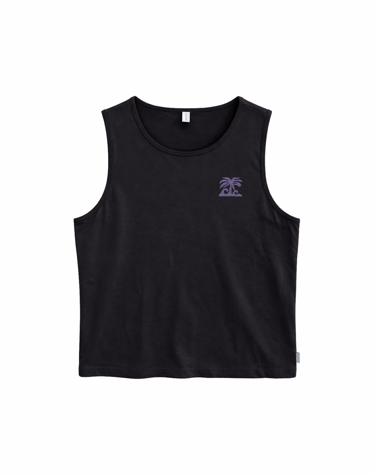 Schwarzes Tanktop mit Front- und Backprint aus Bio-Baumwolle von MAZINE.