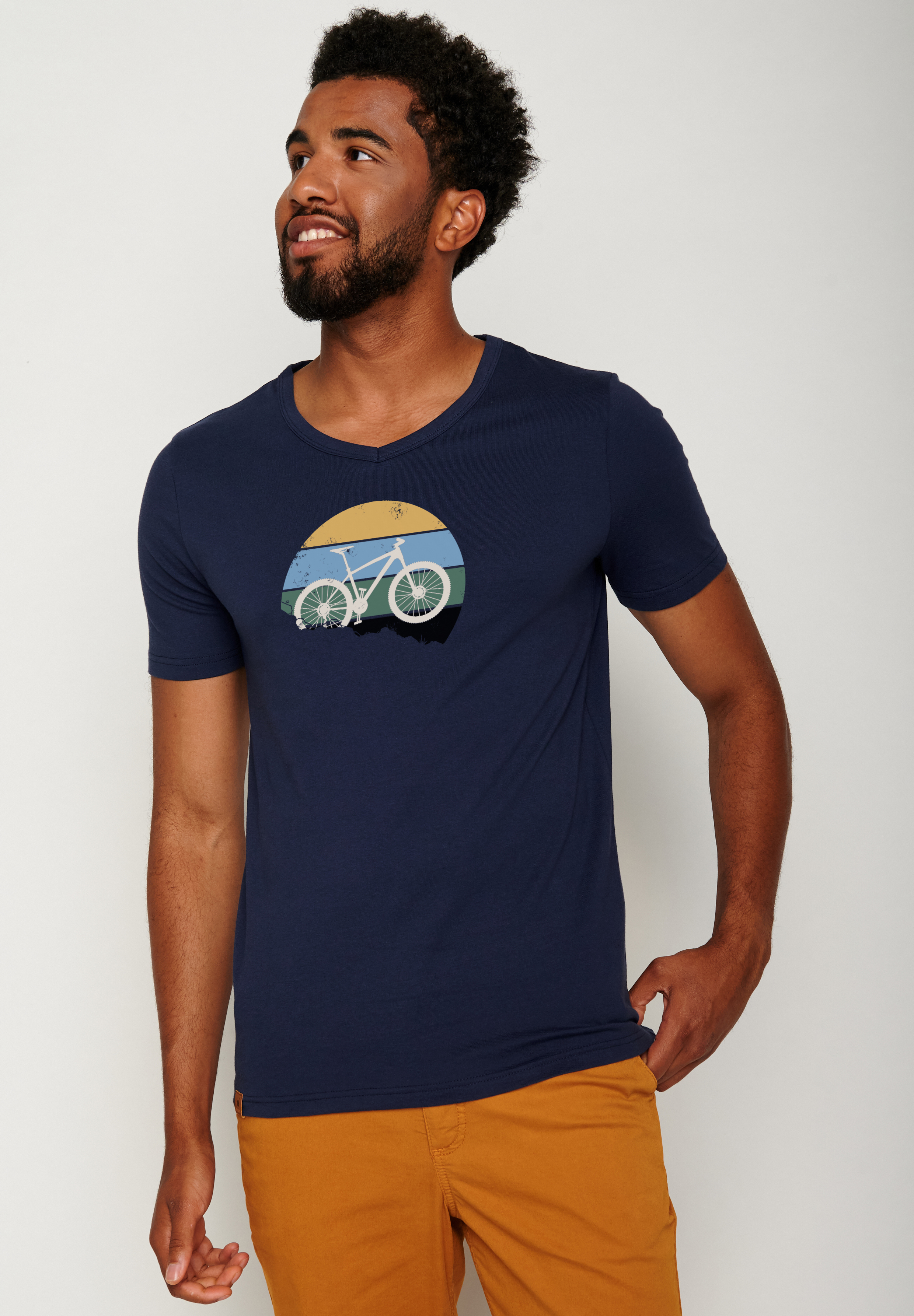 GREENBOMB - BIKE DOWNHILL Peak T-Shirt navy