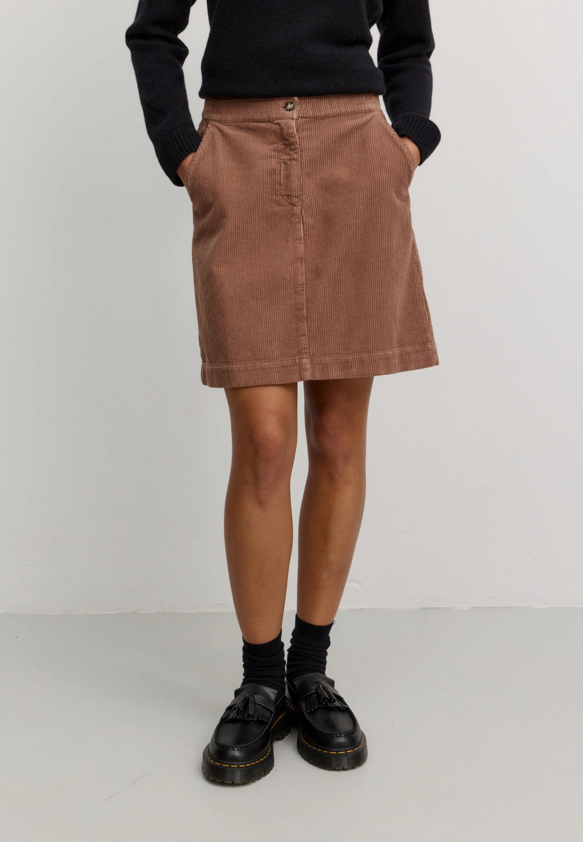 RECOLUTION - WISTERIA  SKIRT CORDUROY Rock cognac brown