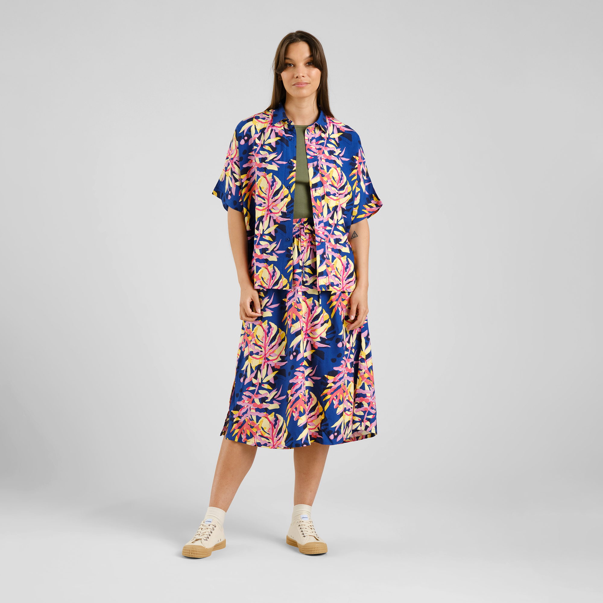 DEDICATED - KLIPPAN TROPICAL COLLAGE SKIRT Ecovero Rock multi