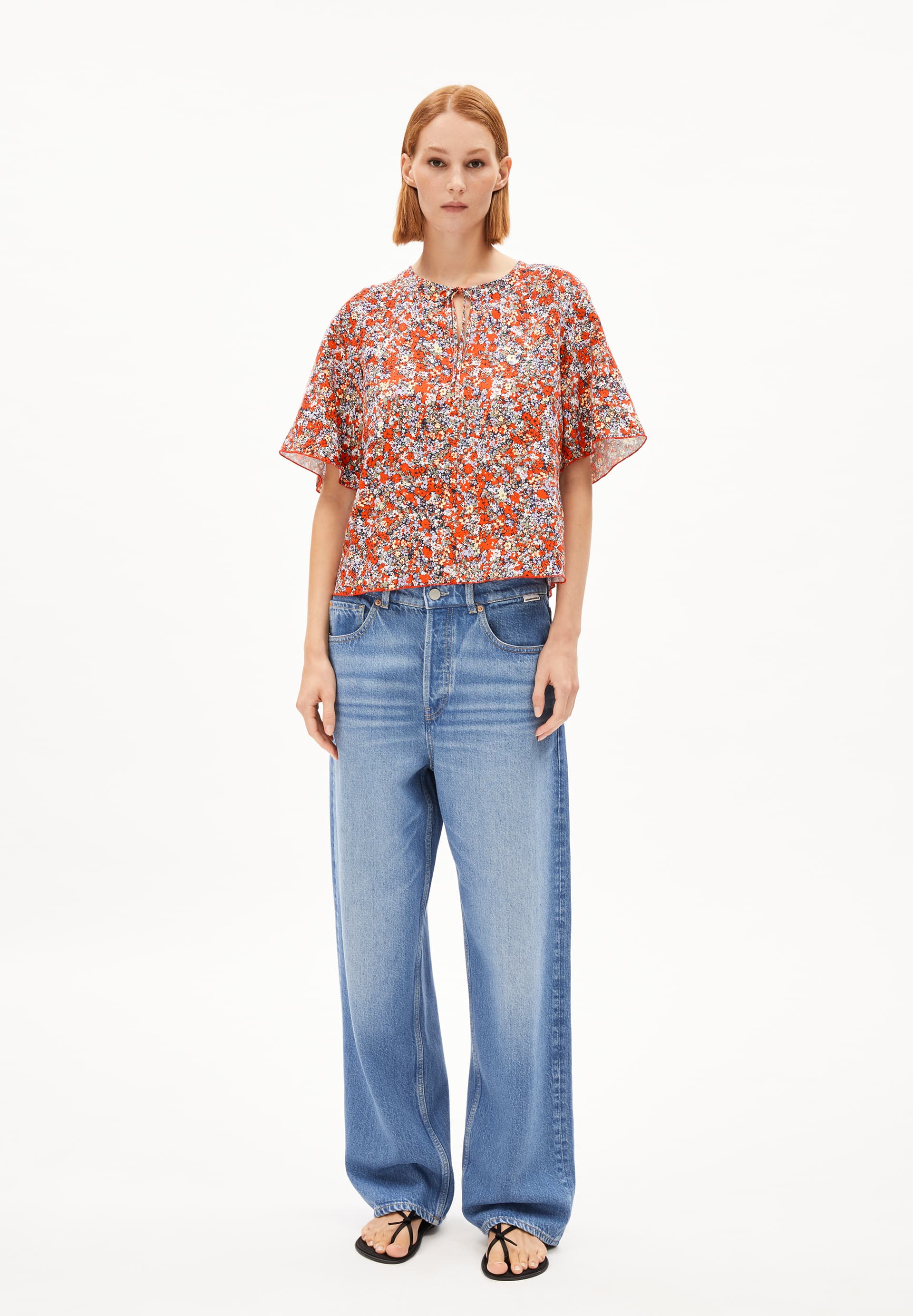 ARMEDANGELS - ANDRIKAA MOSAIC LINO Shirt coral crush