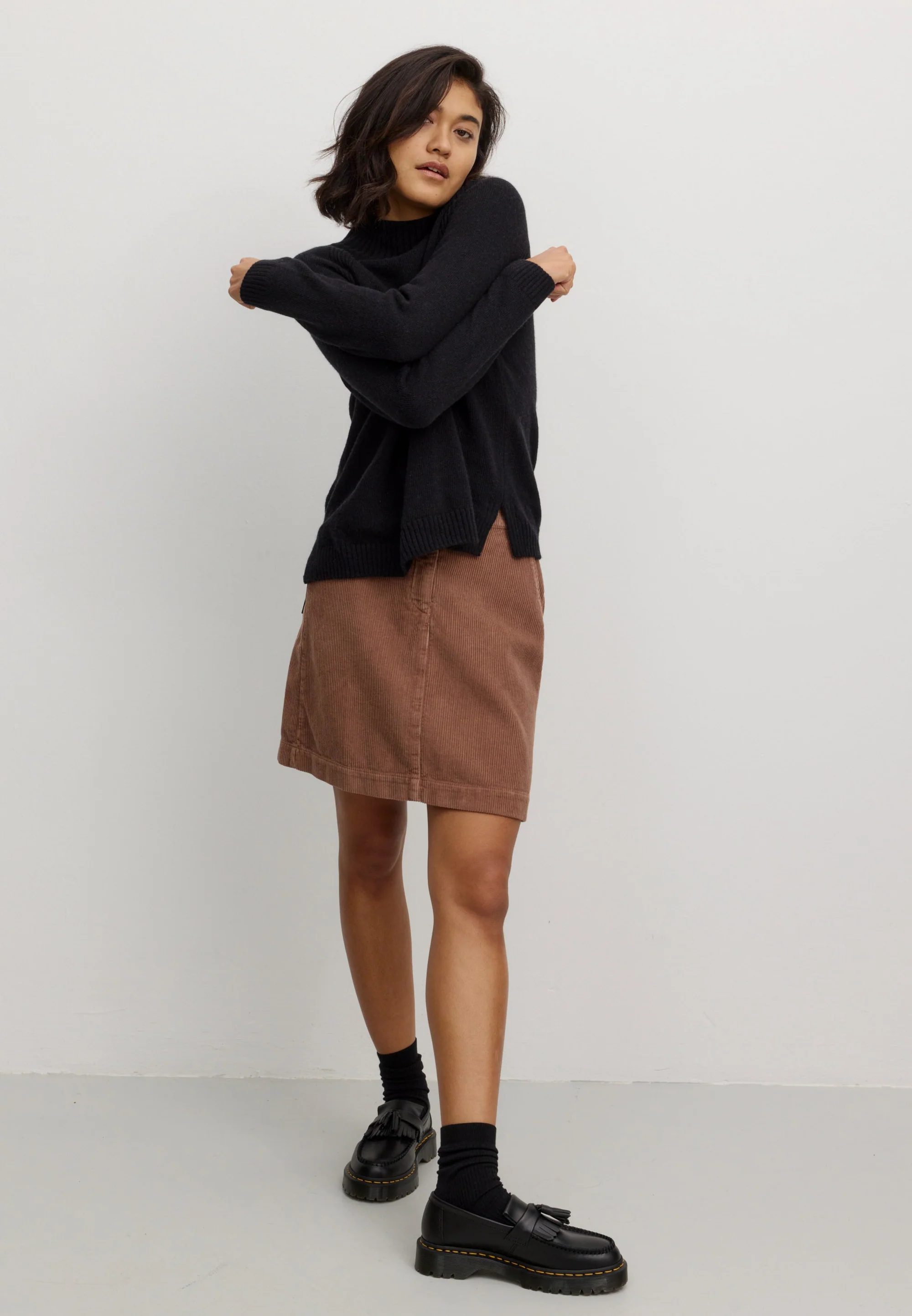 RECOLUTION - WISTERIA  SKIRT CORDUROY Rock cognac brown