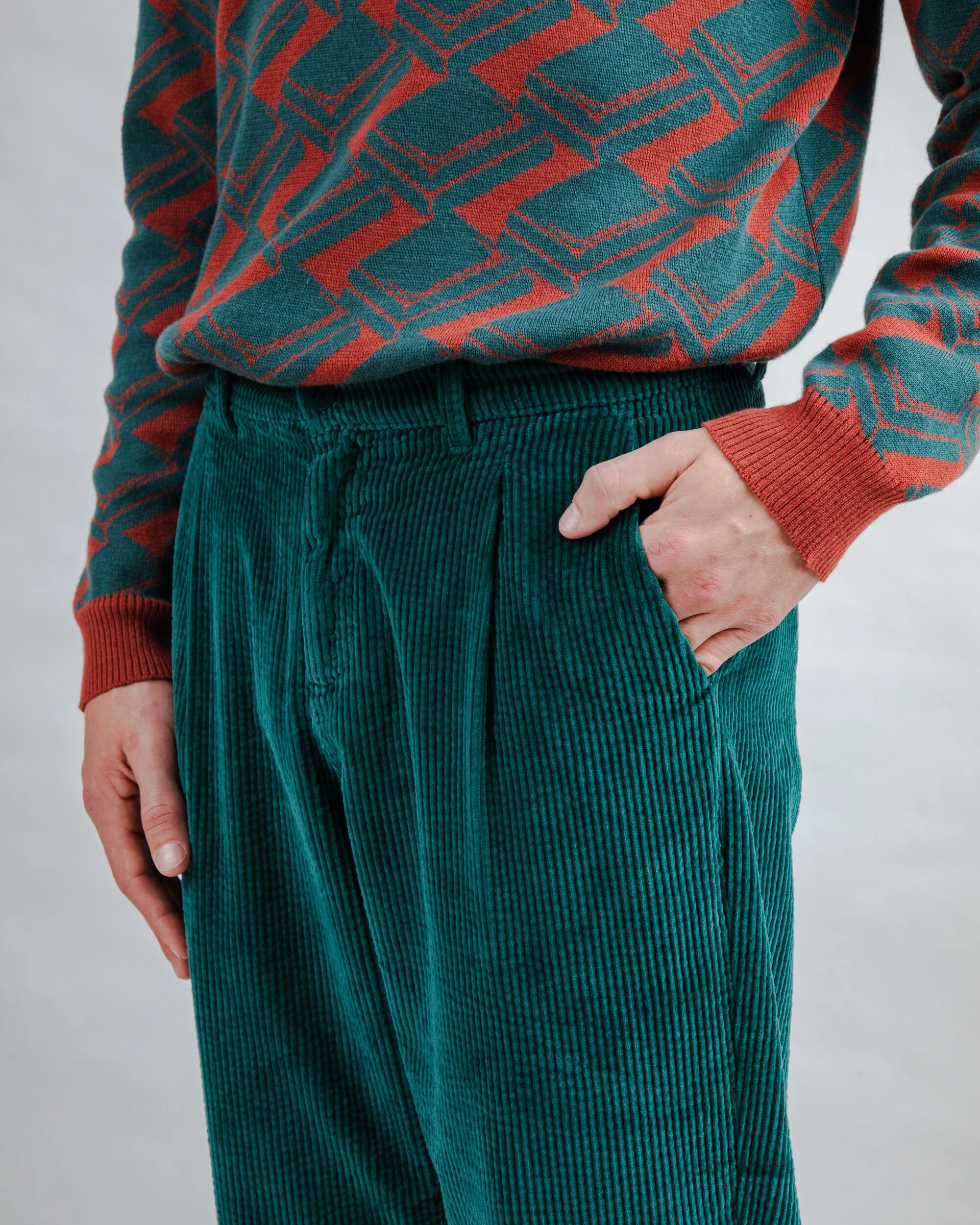 BRAVA  FABRICS - FRIDO CORDUROY Kord Hose green