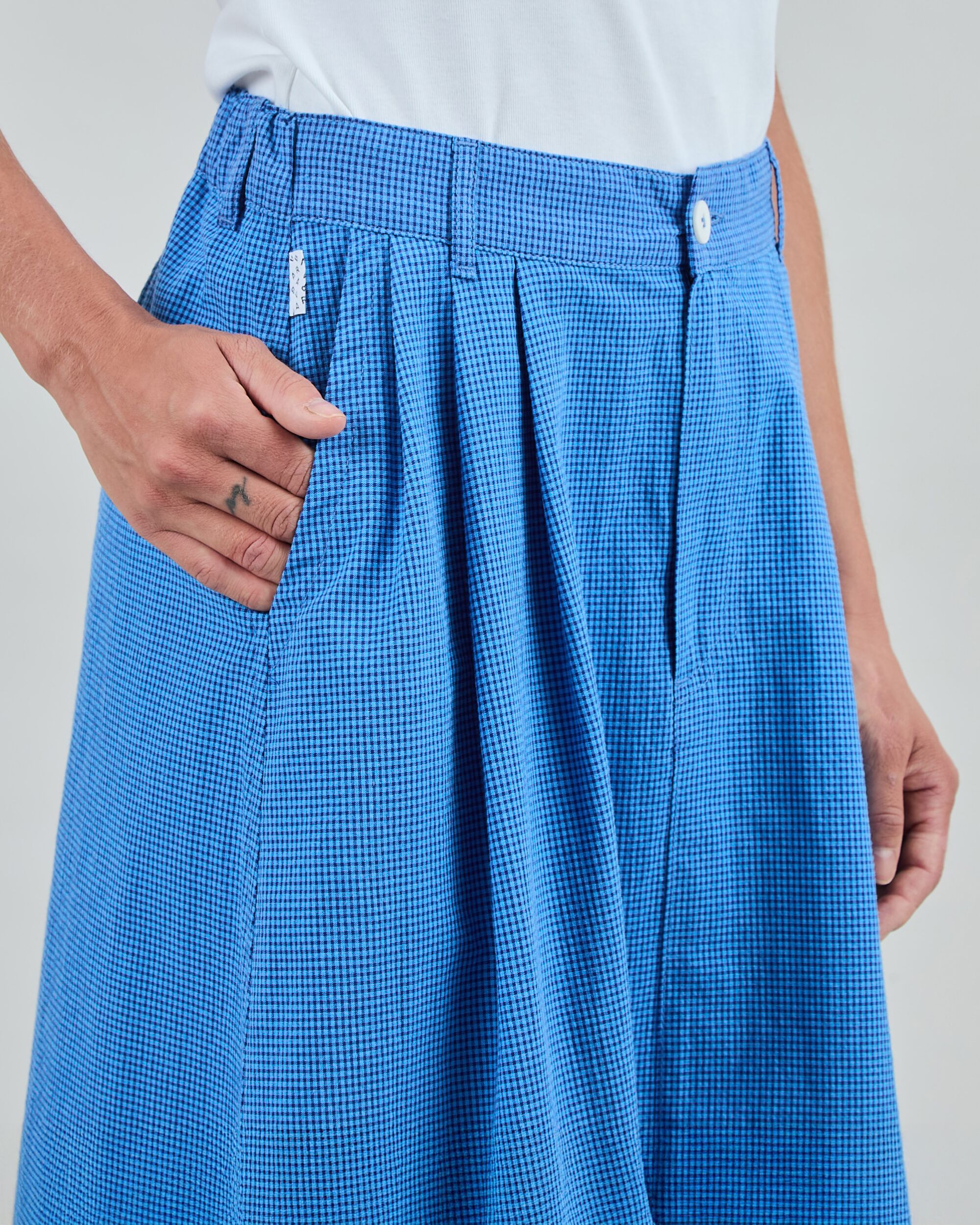 BRAVA FABRICS - KARO MIDI SKIRT Rock blue