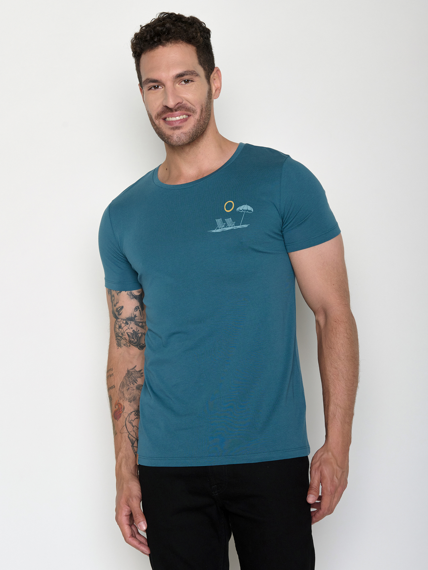 GREENBOMB - BEACH VIEW Guide T-Shirt blue stone