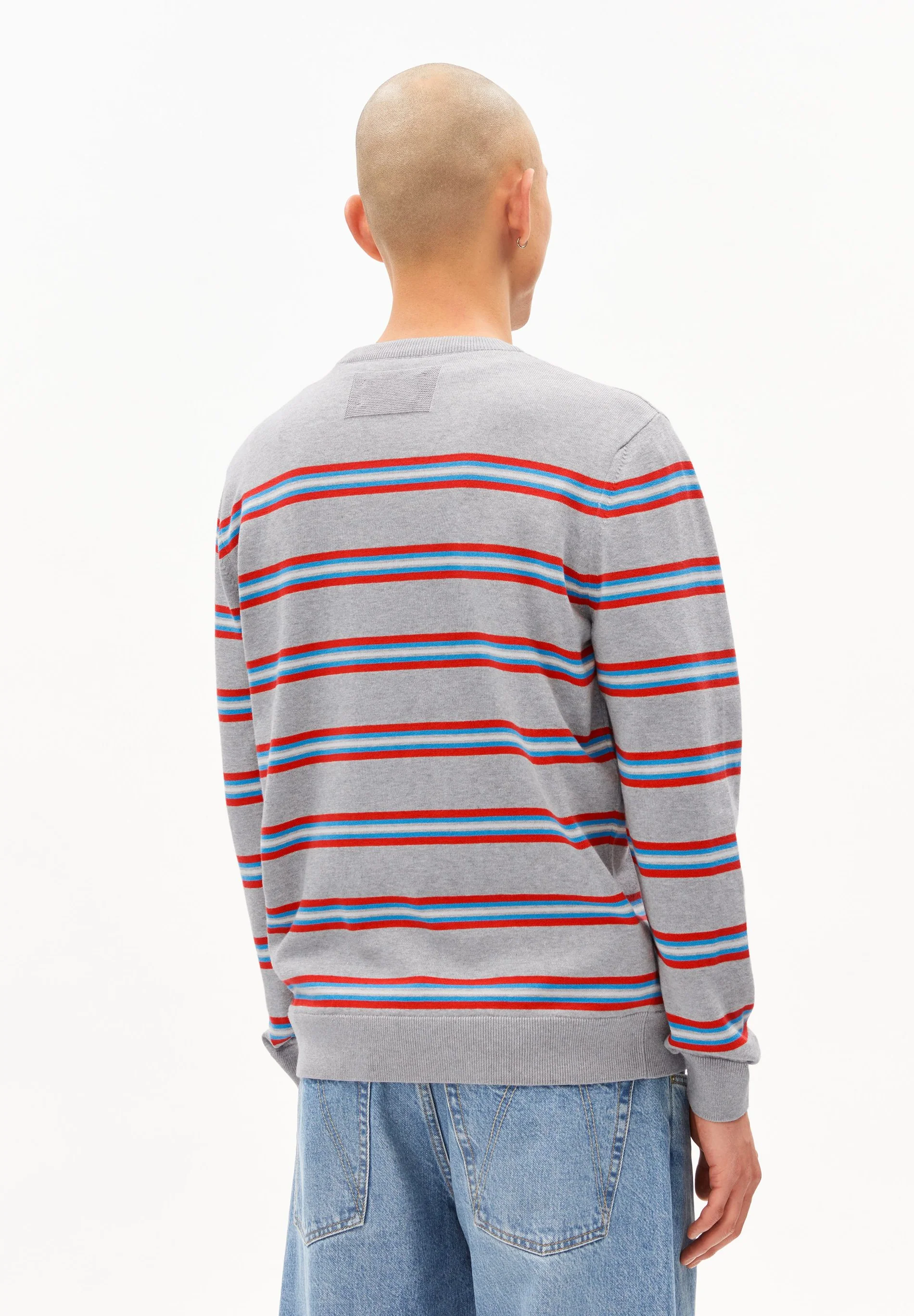 ARMEDANGELS - LOUKAA FINE STRIPES Sweatshirt silver melange mars red