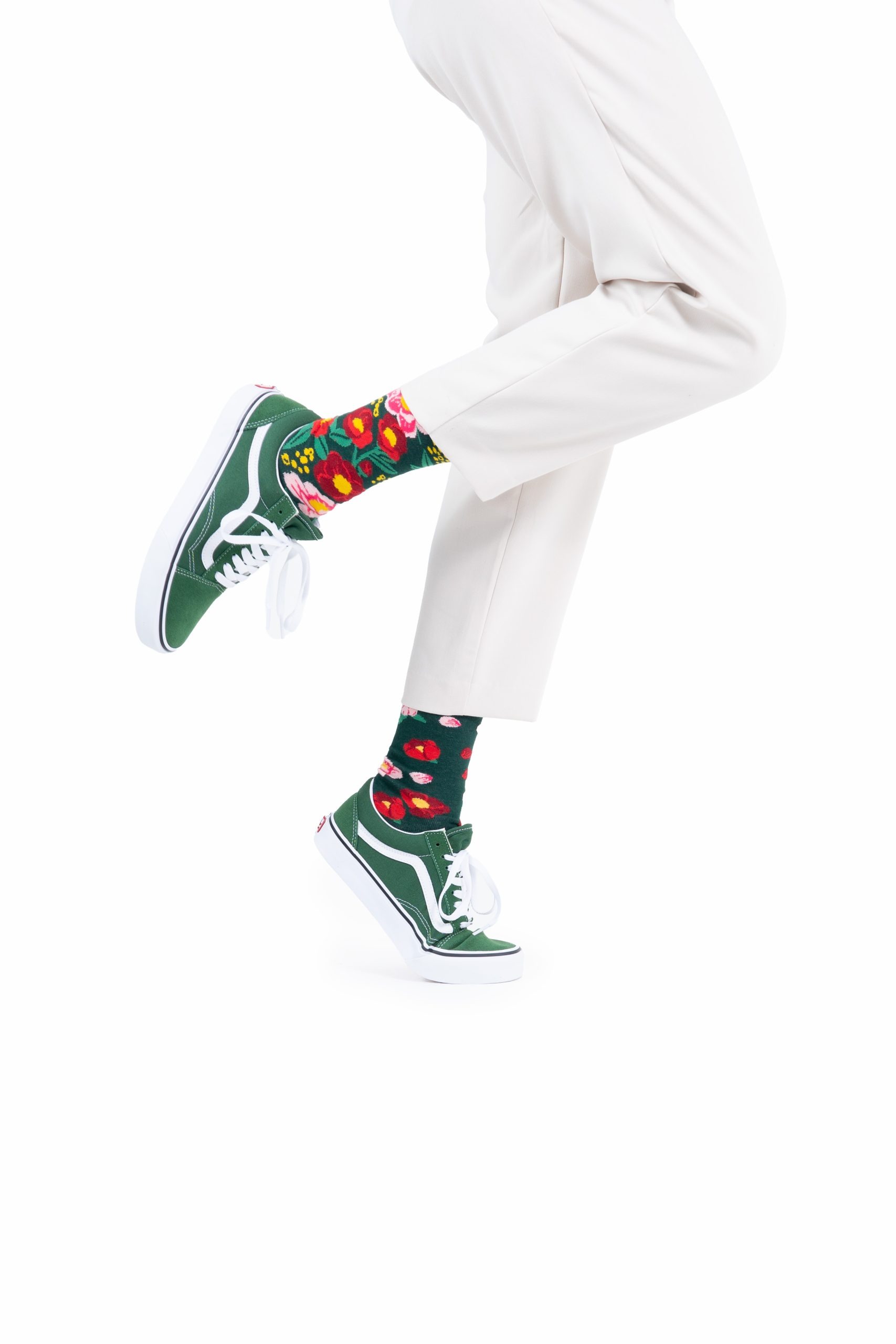 MANYMORNINGS - FLOWER POWER GREEN Motivsocken 35 - 46