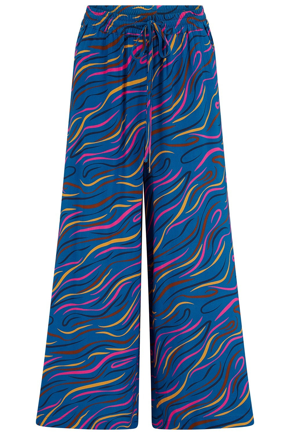 SUGARHILL BRIGHTON - AMEERA CROPPED WIDE LEG TROUSERS Ecovero Hose bright navy jazz waves