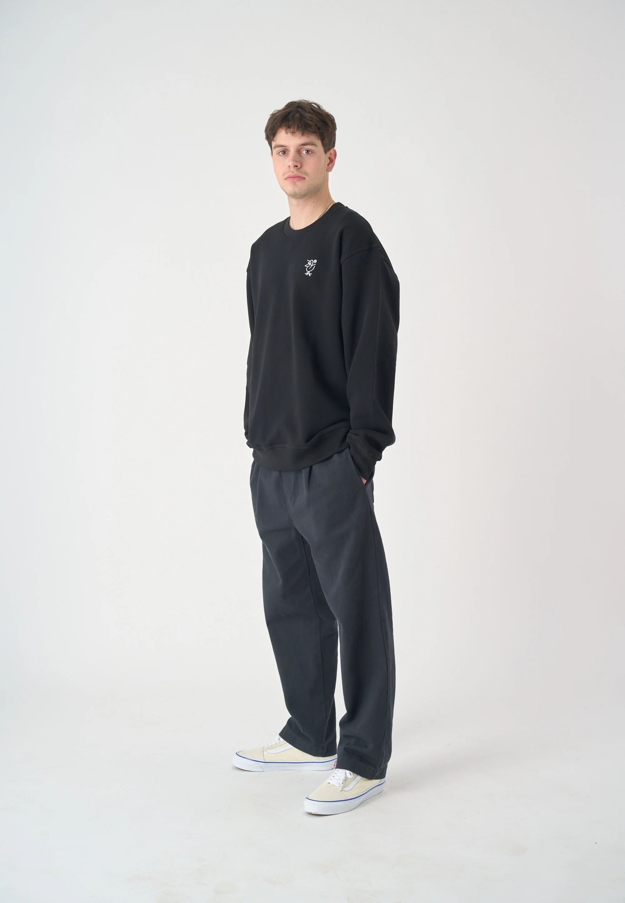 CLEPTOMANICX - SKETCH GULL BOXY CREWNECK Pullover black