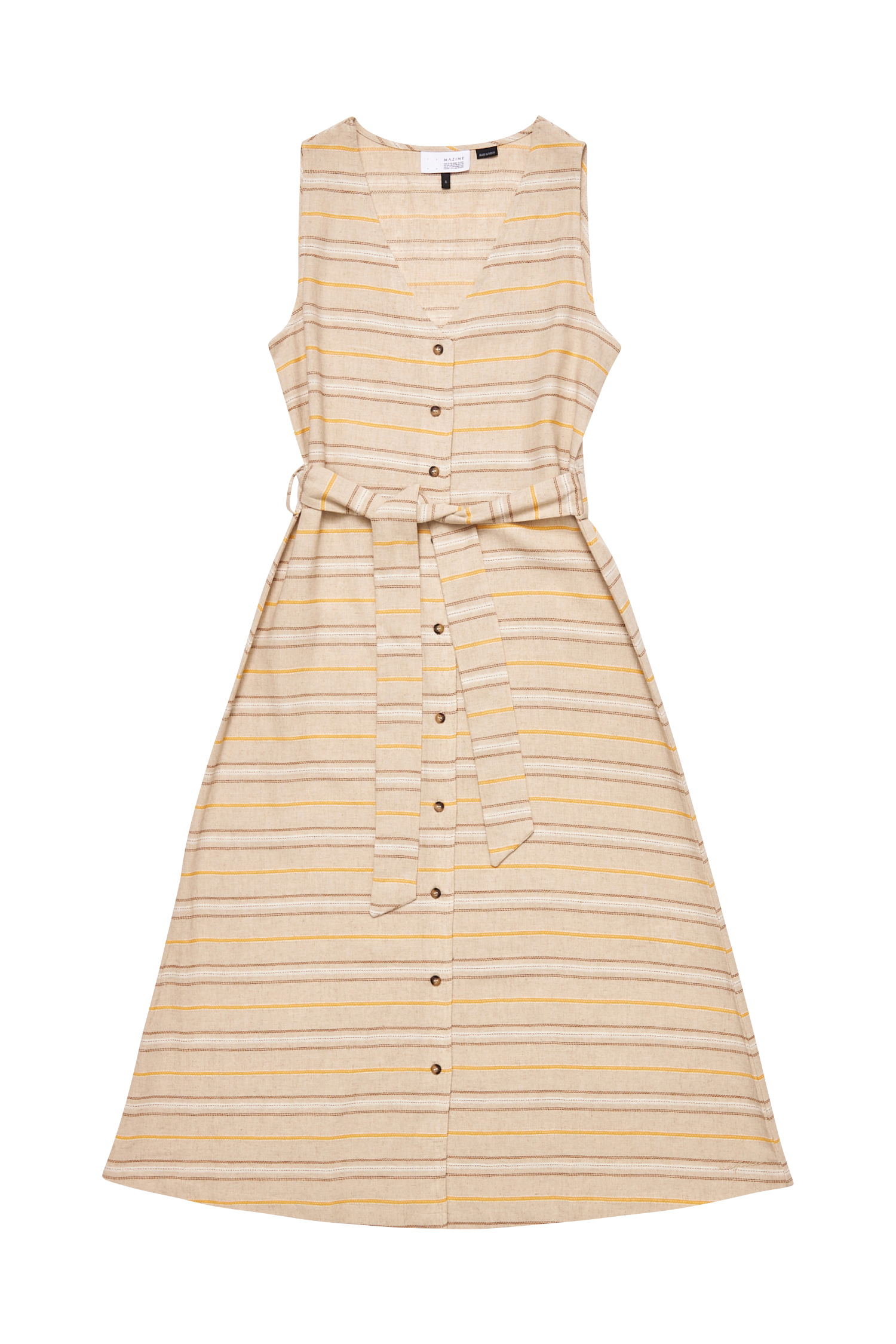 MAZINE - STRIPED LINEN MIX MIDI DRESS MZDR8 Kleid moon multicolor