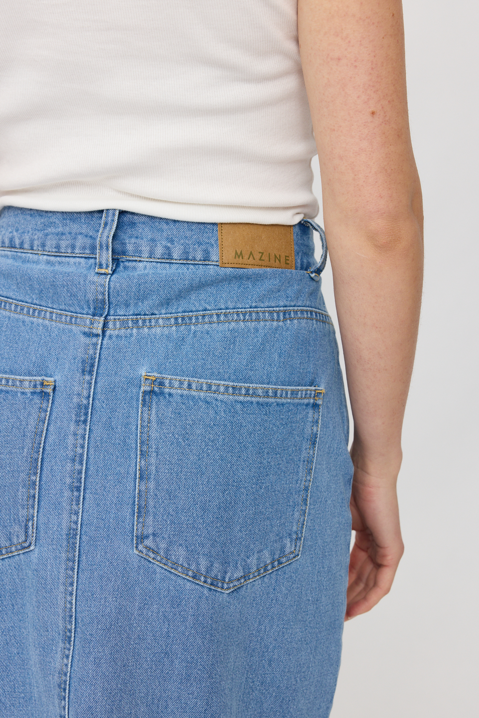 MAZINE - DENIM MIDI SKIRT MZSK2 Rock light blue wash