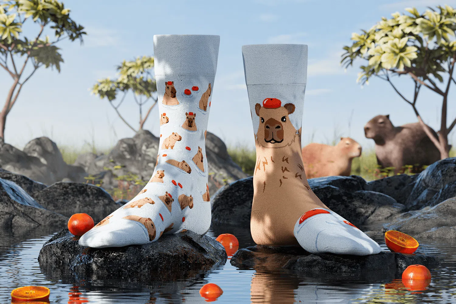 MANYMORNINGS - CAPYBARA Motivsocken Größe 35 - 46
