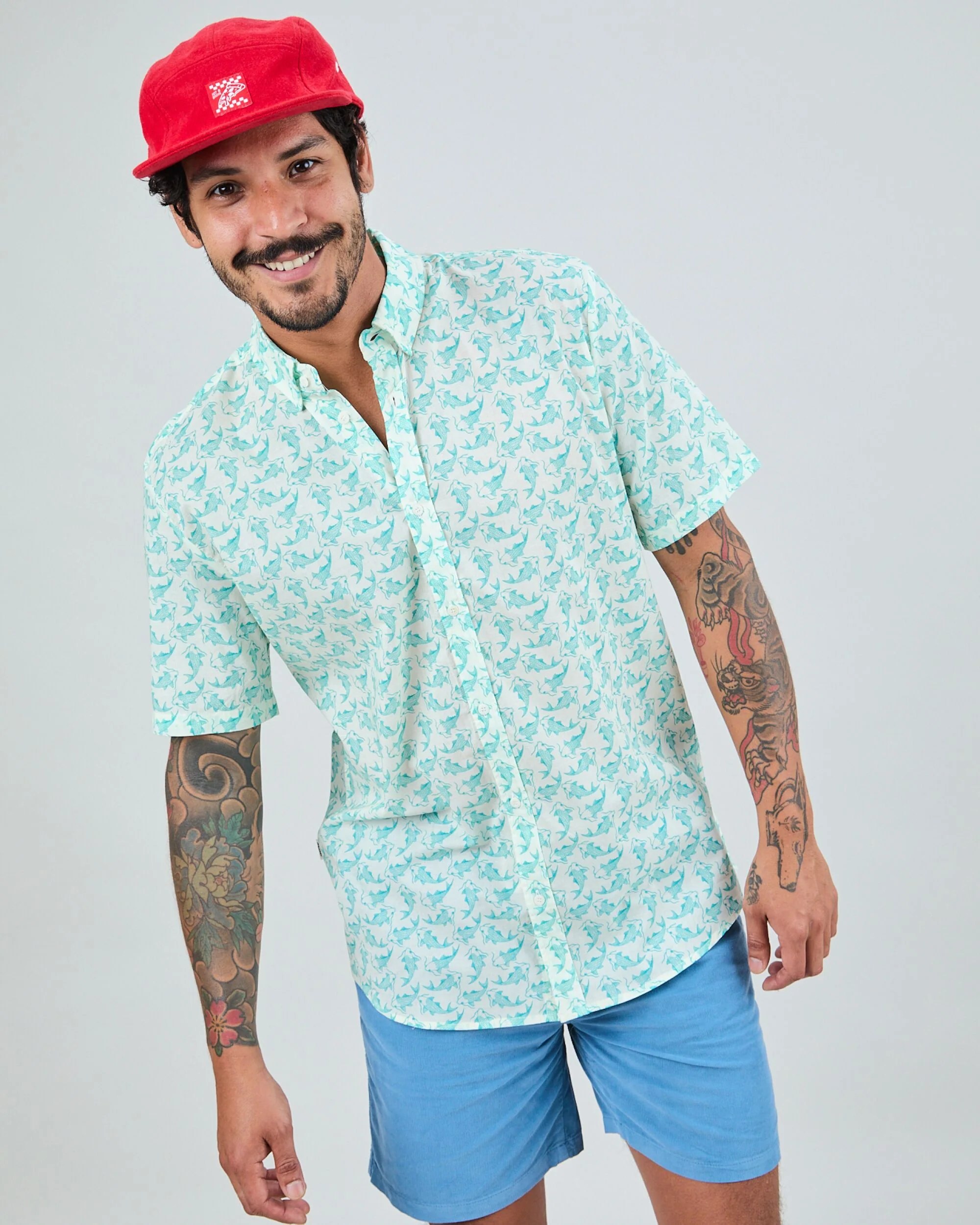 BRAVA FABRICS - KOI FISH PRINTED SHIRT Hemd green