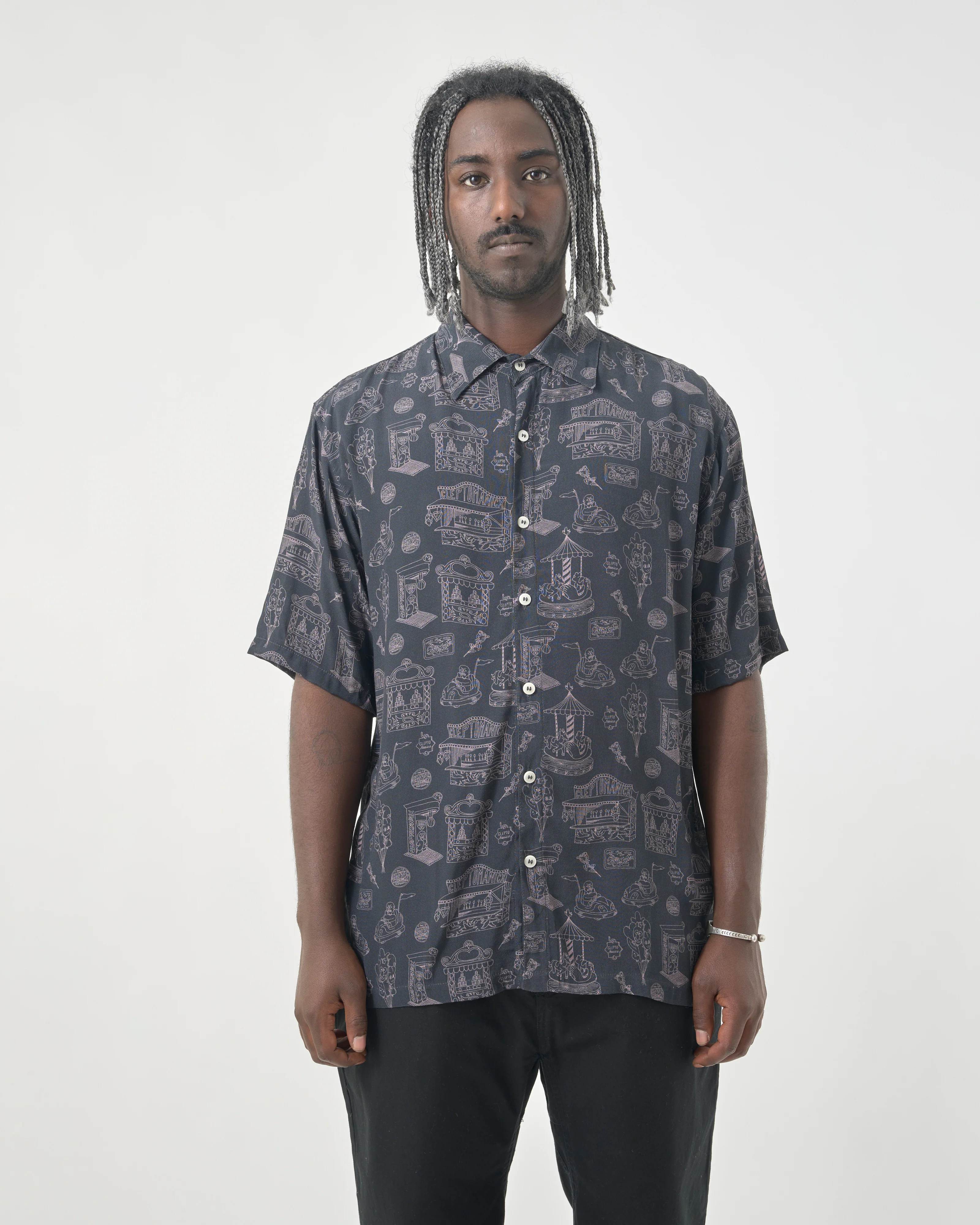 CLEPTOMANICX - DOM S/S  SHIRT Hemd blue graphite