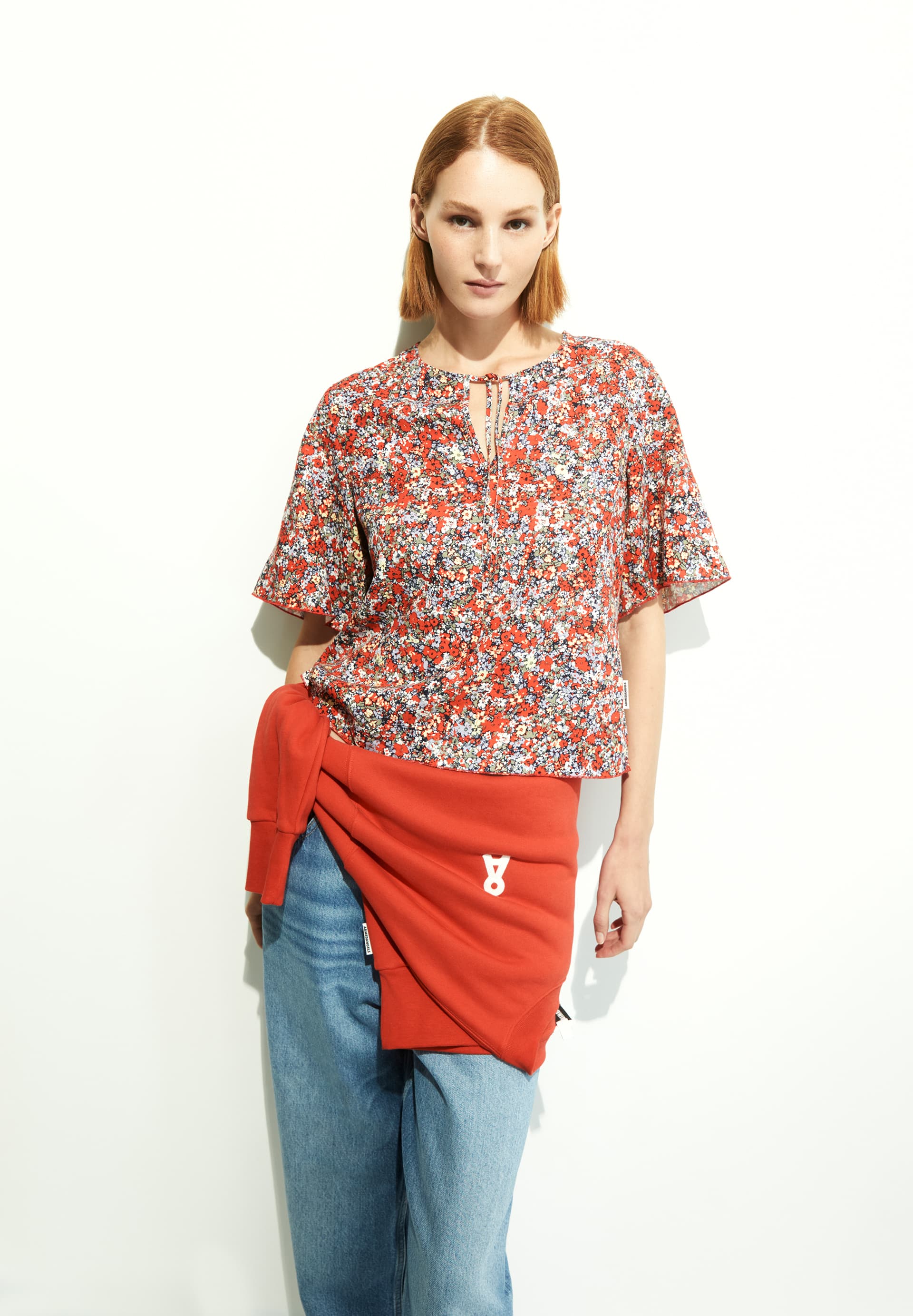 ARMEDANGELS - ANDRIKAA MOSAIC LINO Shirt coral crush