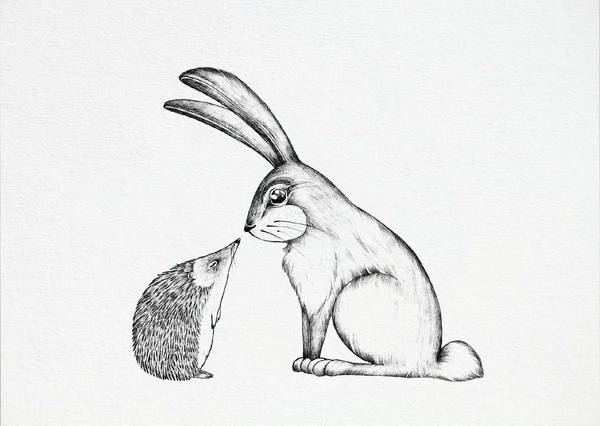 LIGARTI - HASE & IGEL Postkarte Bambuspapier A6