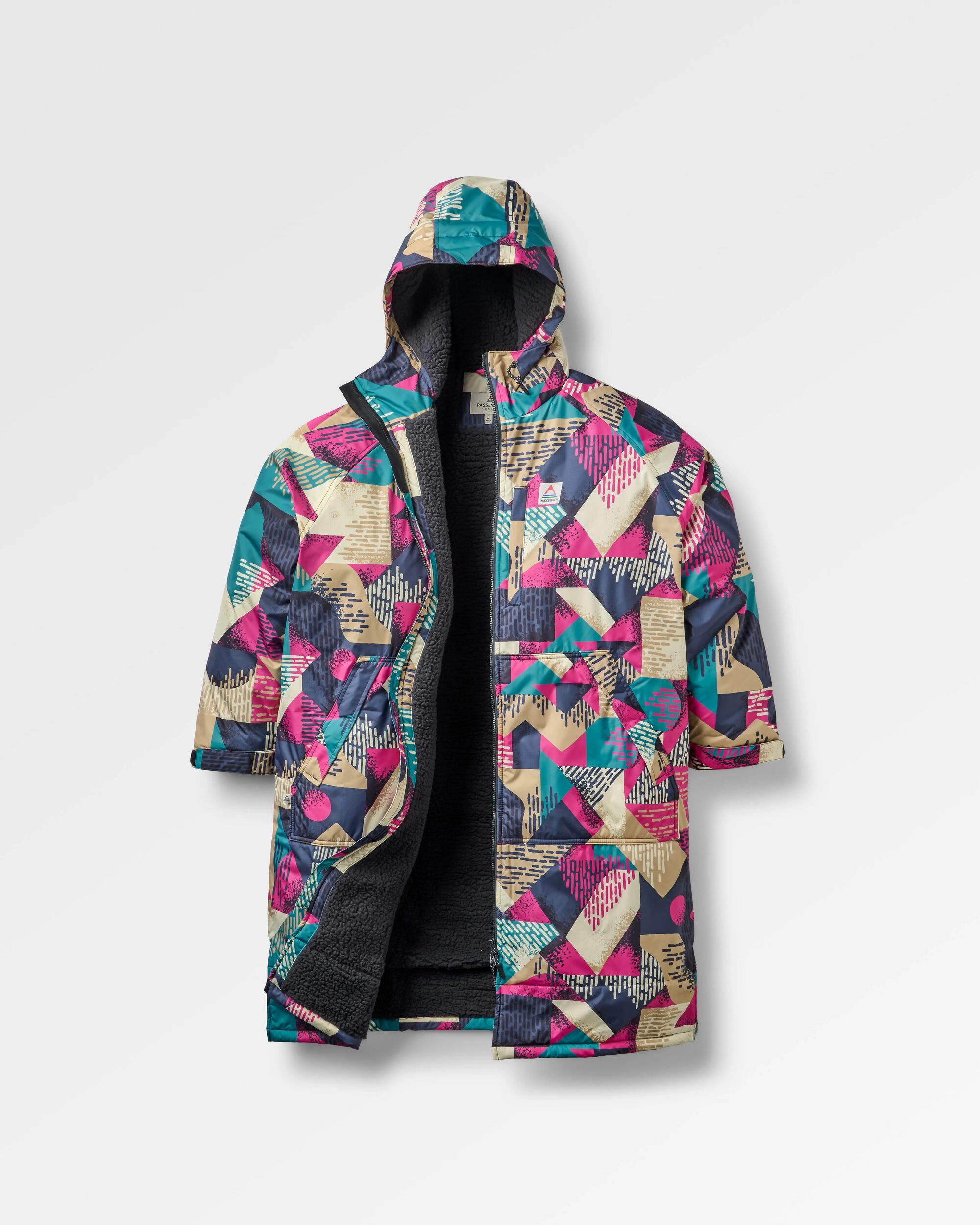 PASSENGER - WAVES Sherpa Gefütterter Surf-Poncho - Mosaic Mountain Charcoal
