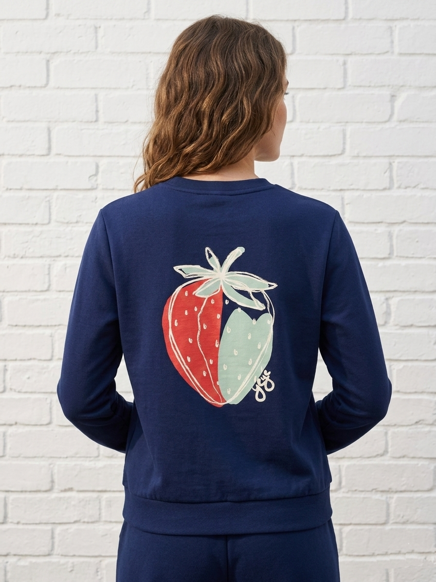 MADEMOISELLE YEYE - STRAWBERRY GOTS SWEATSHIR  Pullover - ocean cavernMADEMOISELLE YEYE - STRAWBERRY GOTS SWEATSHIR  Pullover - ocean cavern