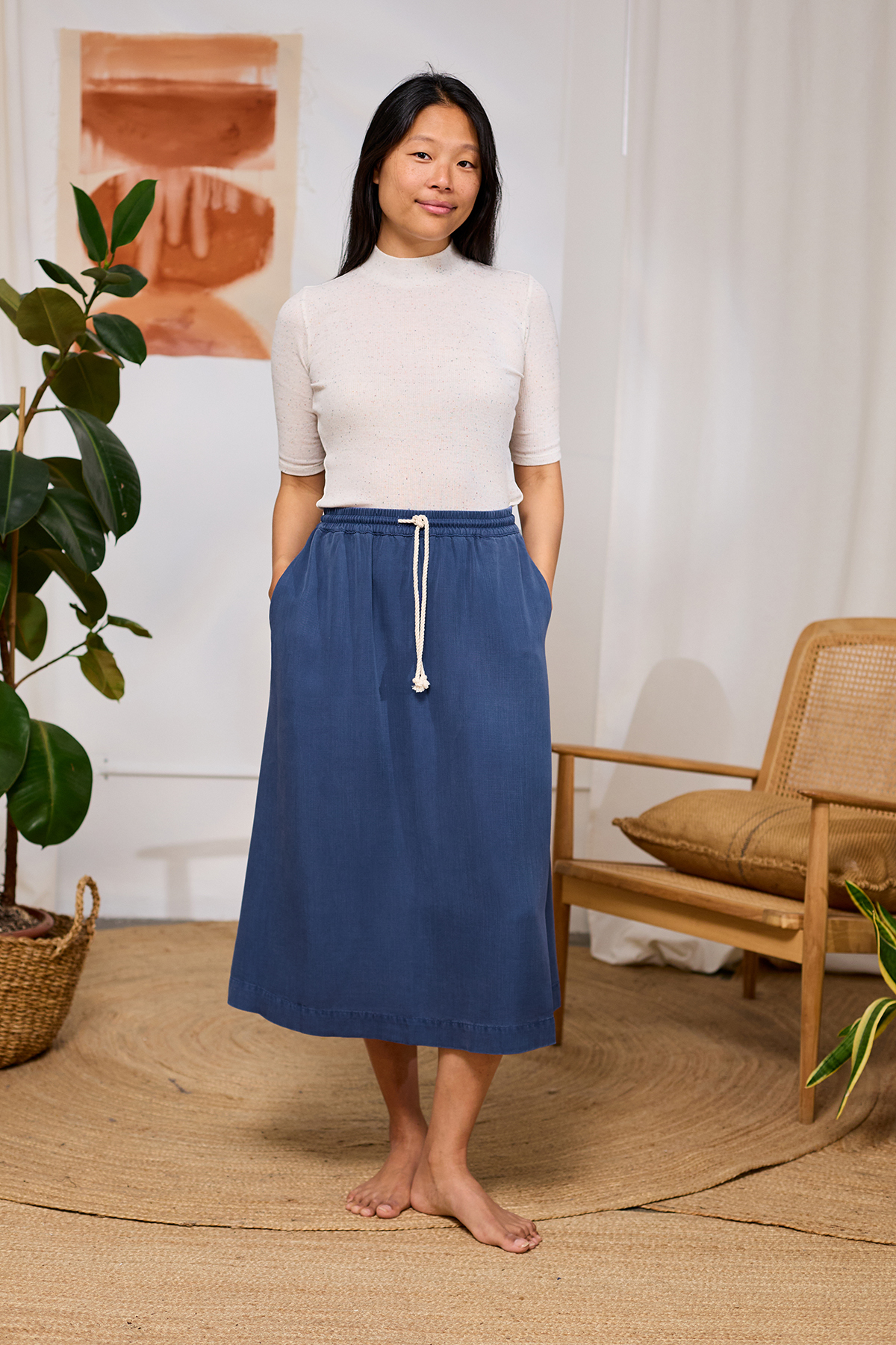 TWOTHIRDS - EGREMNI TENCEL SKIRT Rock blueberry