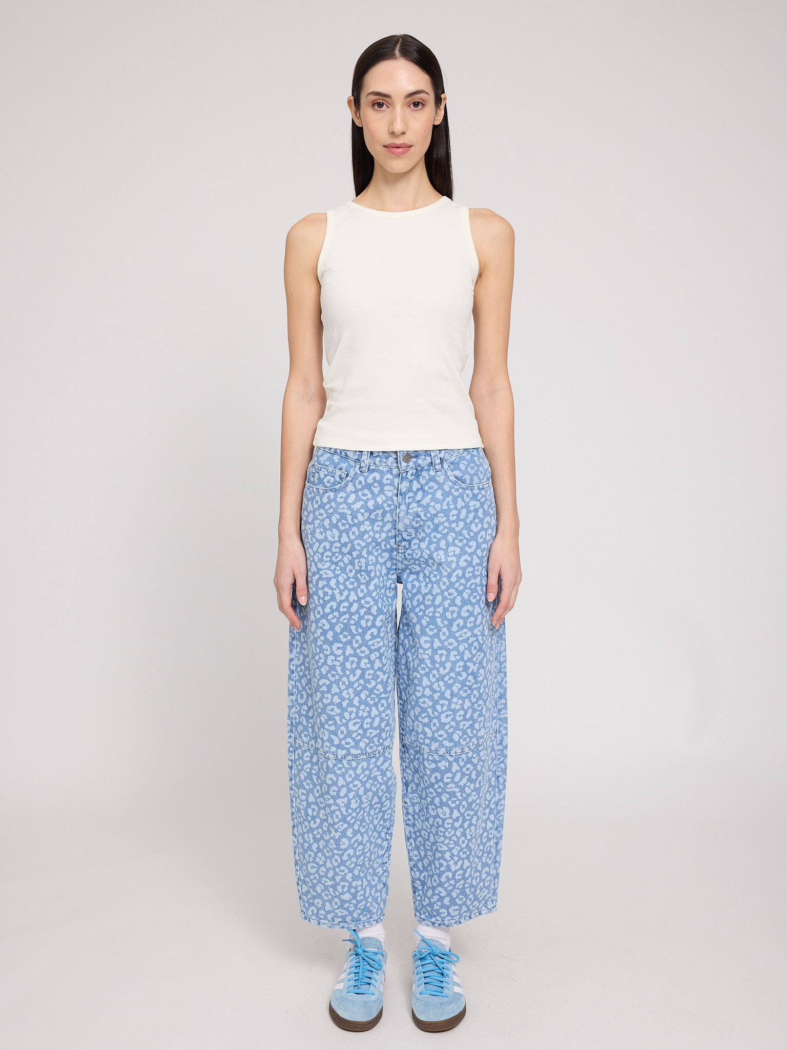 MAZINE - ALMA PRINTED BARREL LEG DENIM GOTS Hose light blue wash