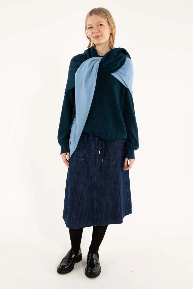 DANEFAE - DANEFIREPLACE WOOL Merino Schal blue grey dk slate