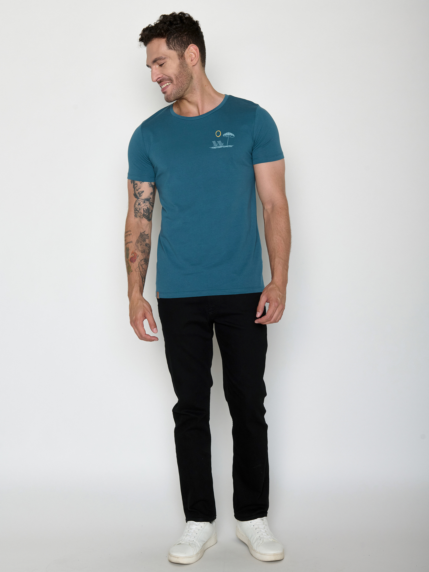 GREENBOMB - BEACH VIEW Guide T-Shirt blue stone